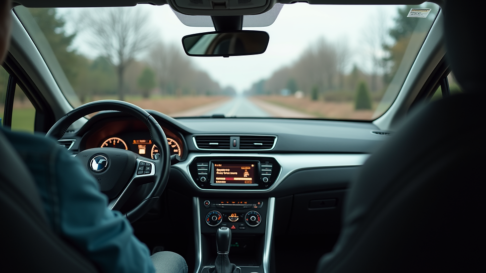 Close-up view of a car dashboard ready for rental