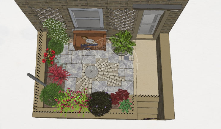 African Sunset Garden Concept Drawing Above. Small front garden Yorkshire