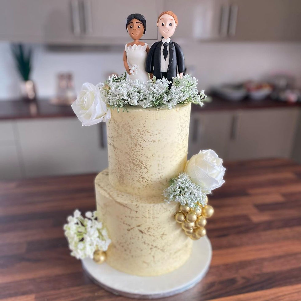 Mother's Day Cream And Gold Two Tier Wedding Cake