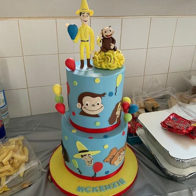 Curious George Two Tier Cake 1st Birthday
