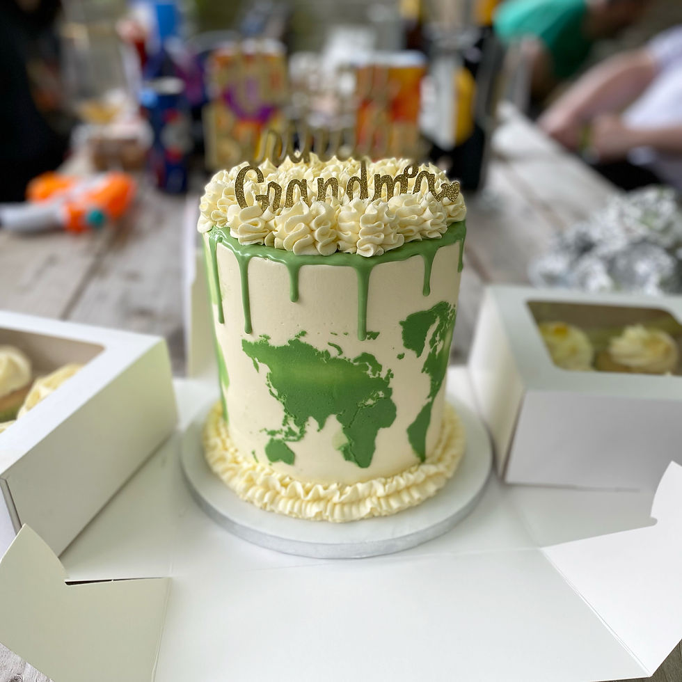 Green Map of the world Cake / Drip Cake / Traveller