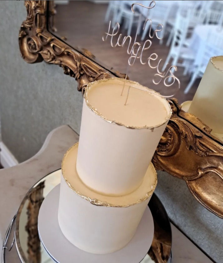 Cream and Gold Wedding Two Tier