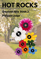 Hot Rocks book cover: brick dorm, tree-lined walkway, multi-colored flowers in the foreground