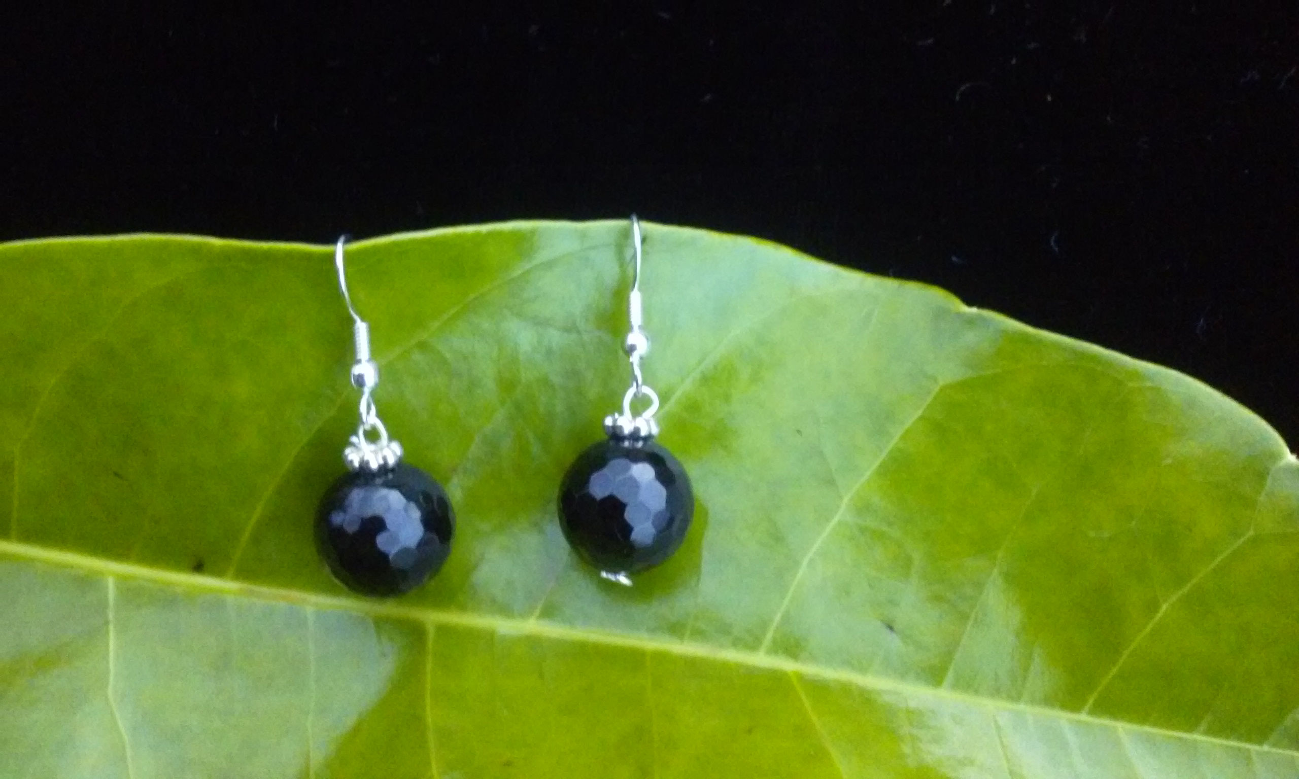 Earrings Black Obsidian & Alpaka