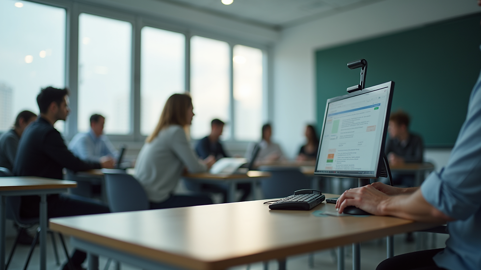 Eye-level view of a modern classroom with advanced technology