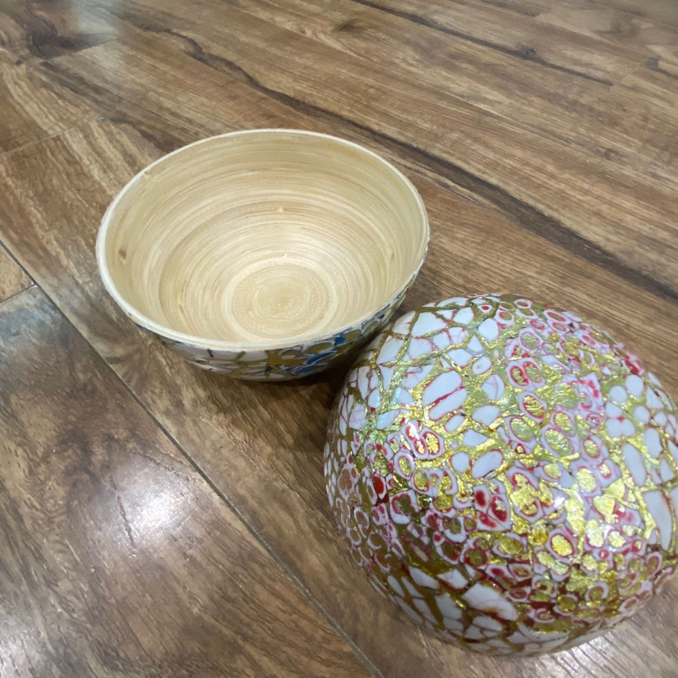 Thumbnail: Set of 3 Handmade Bamboo bowls with a spoon set