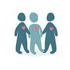 Drei Figuren in pastellgrün nebeneinander