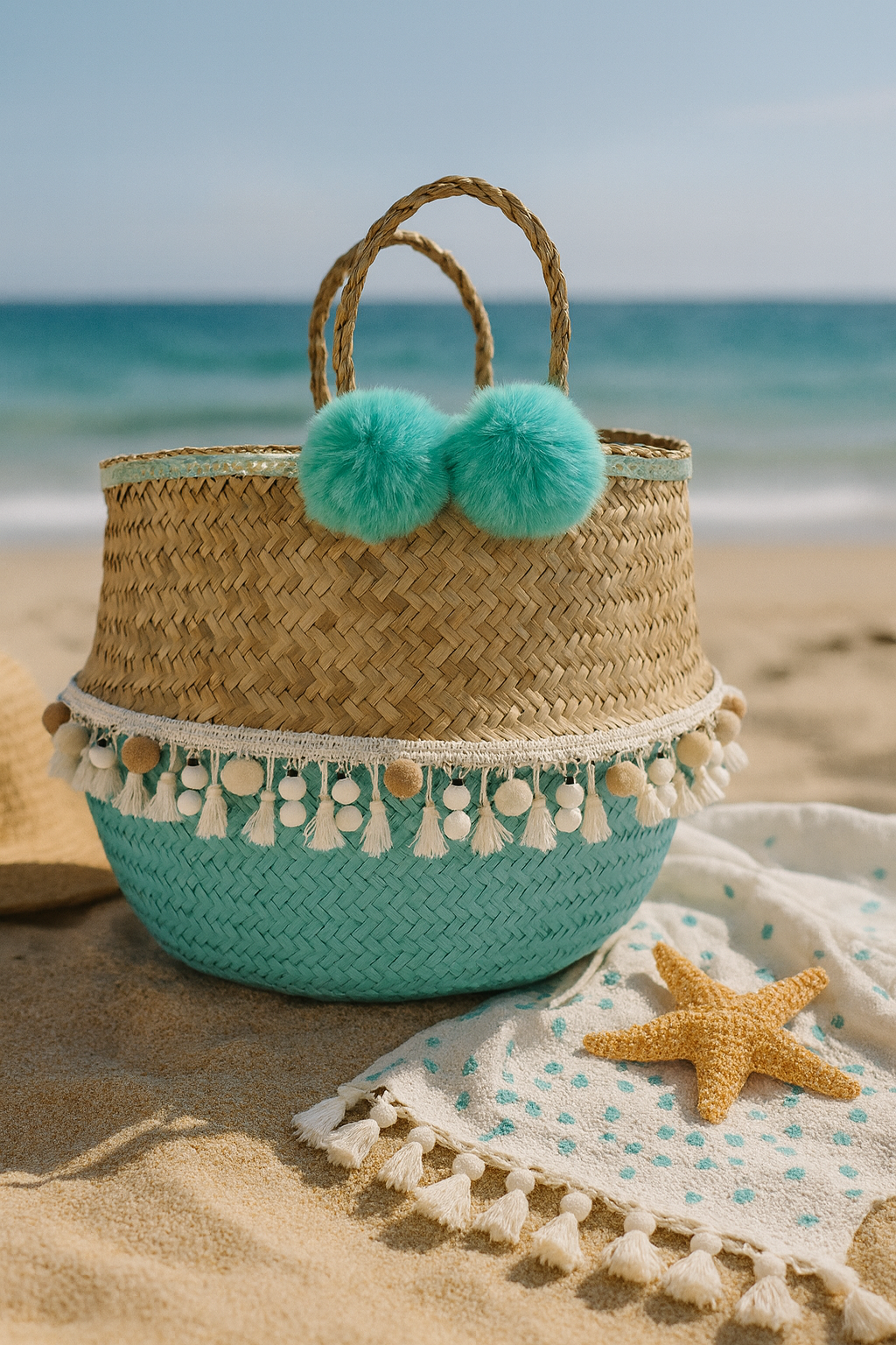 PANIER BOULE TURQUOISE *