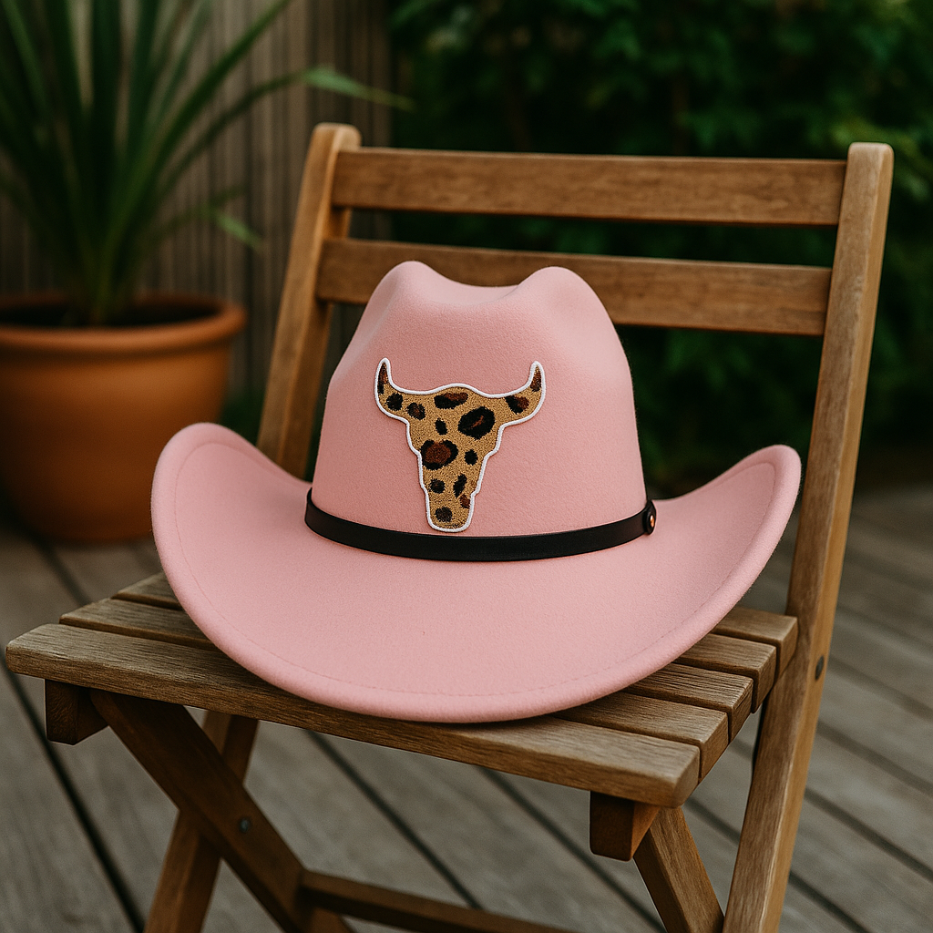 CHAPEAU COWBOY ROSE BUFFLE LEOPOARD *