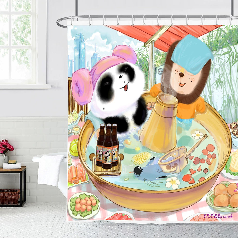 Honey Panda's Greetings® Shower Curtain「熊貓蜜語®」浴簾