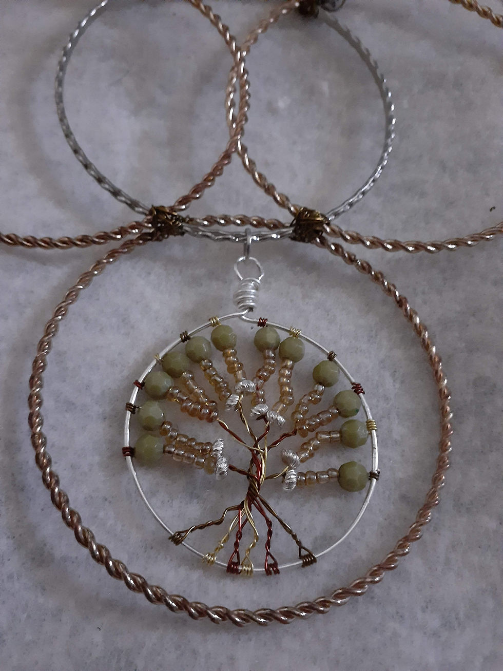 Beaded tree of life pendant necklace