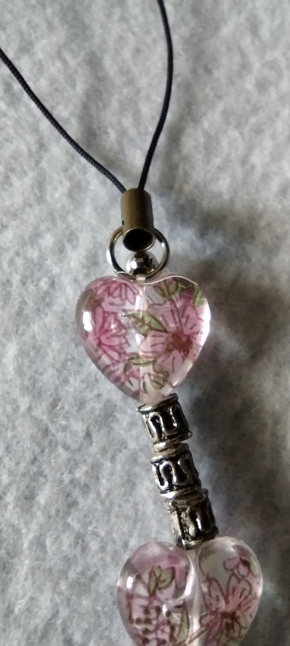 Floral heart key charm necklace