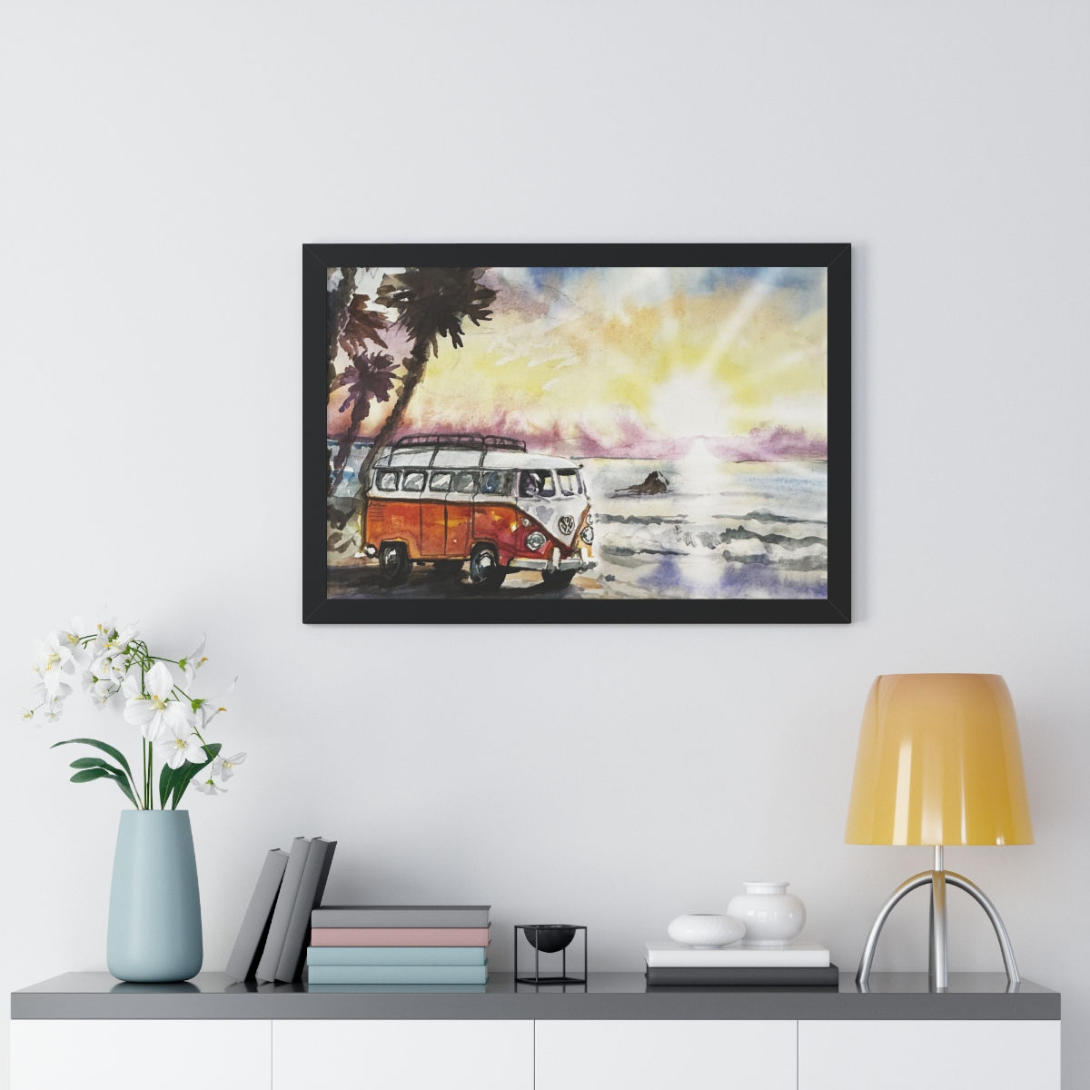 Hawaiian Sunset Watercolor Print