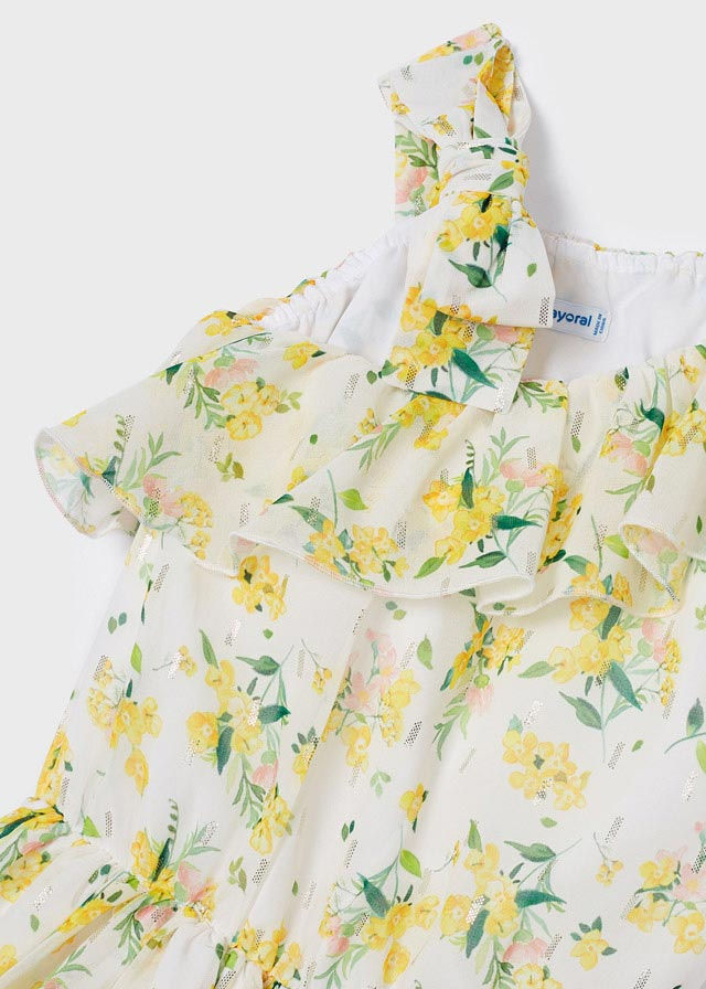 Thumbnail: Mayoral Yellow Floral Shimmer Romper