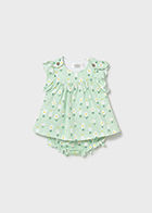 Thumbnail: Mayoral Flutter Sleeve Dress with Diaper Cover
