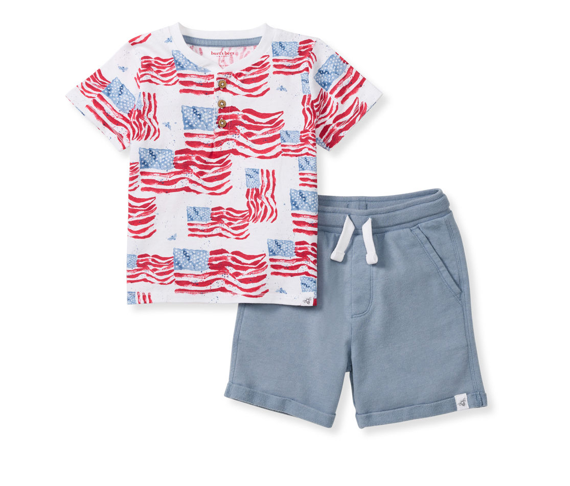 Burt’s Bees Majestic Flags Baby Boy Top & Shorts Set