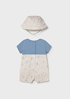 Thumbnail: Mayoral Mock Overall Bubble With Bucket Hat in Yellow or Khaki