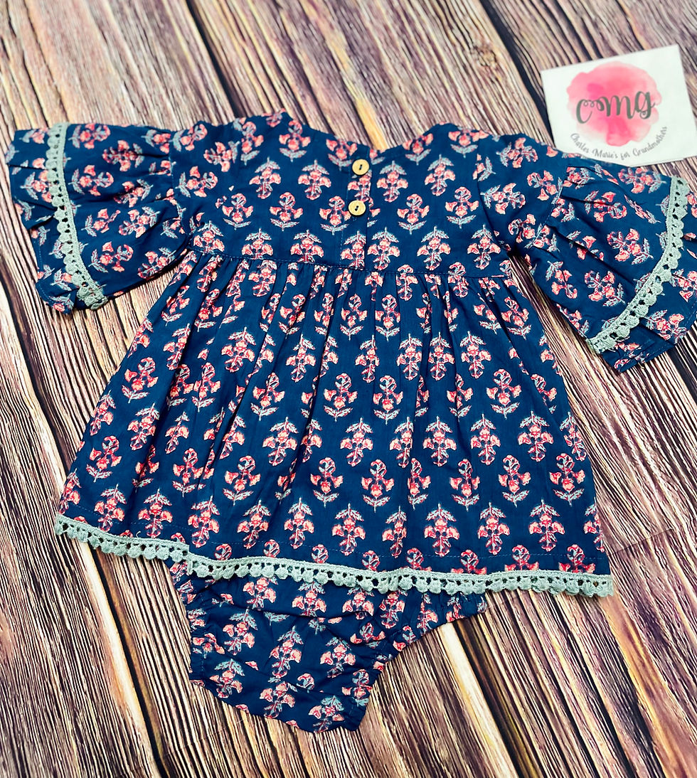 Thumbnail: Yobaby Navy Floral Bloomer Set
