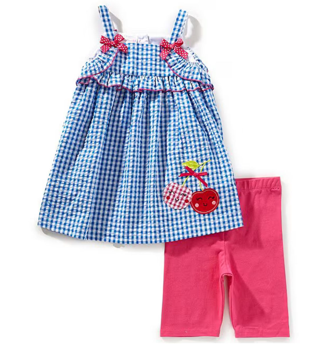 Bonnie Jean Cherry Seersucker Short Set
