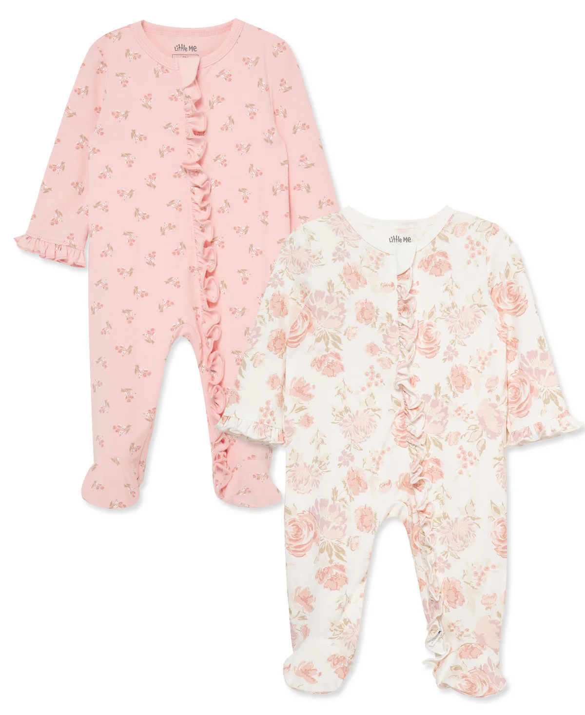 Little Me Fabulous Floral 2 pack Zipper Footie for baby