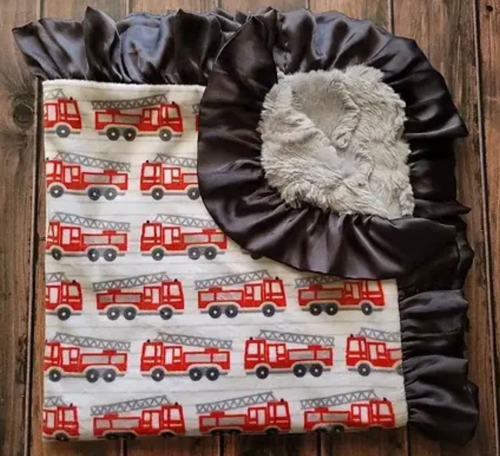 Cuddle Couture Fire Trucks Standard Blanket