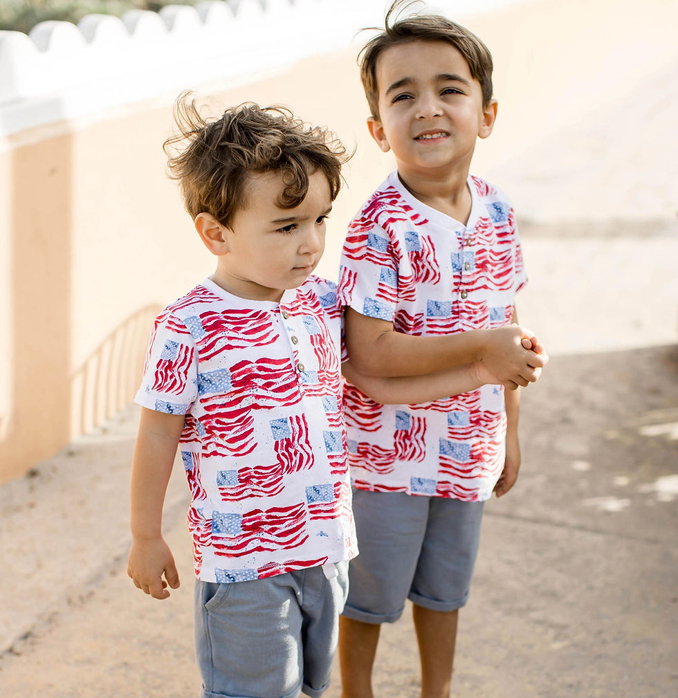 Thumbnail: Burt’s Bees Majestic Flags Baby Boy Top & Shorts Set
