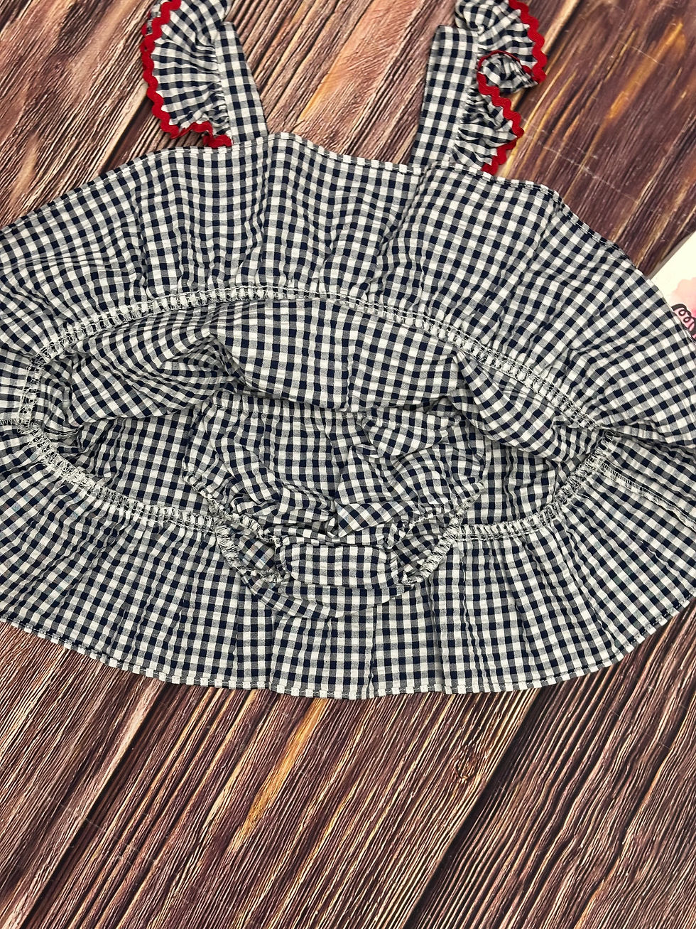 Thumbnail: Bonnie Jean Navy Gingham Americana Sundress with Bloomer for baby