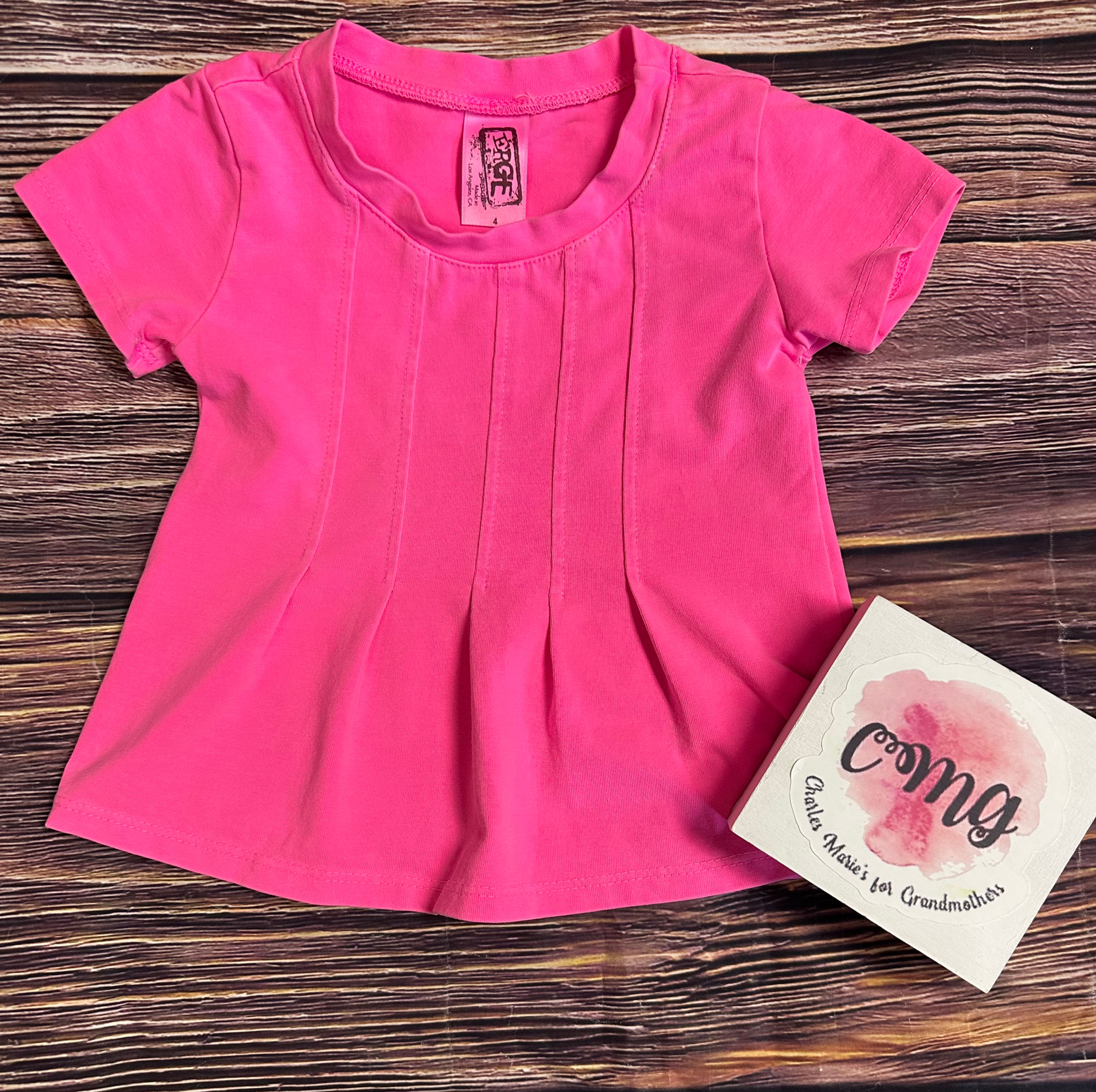  Erge Neon Pink Pin Tuck Top 