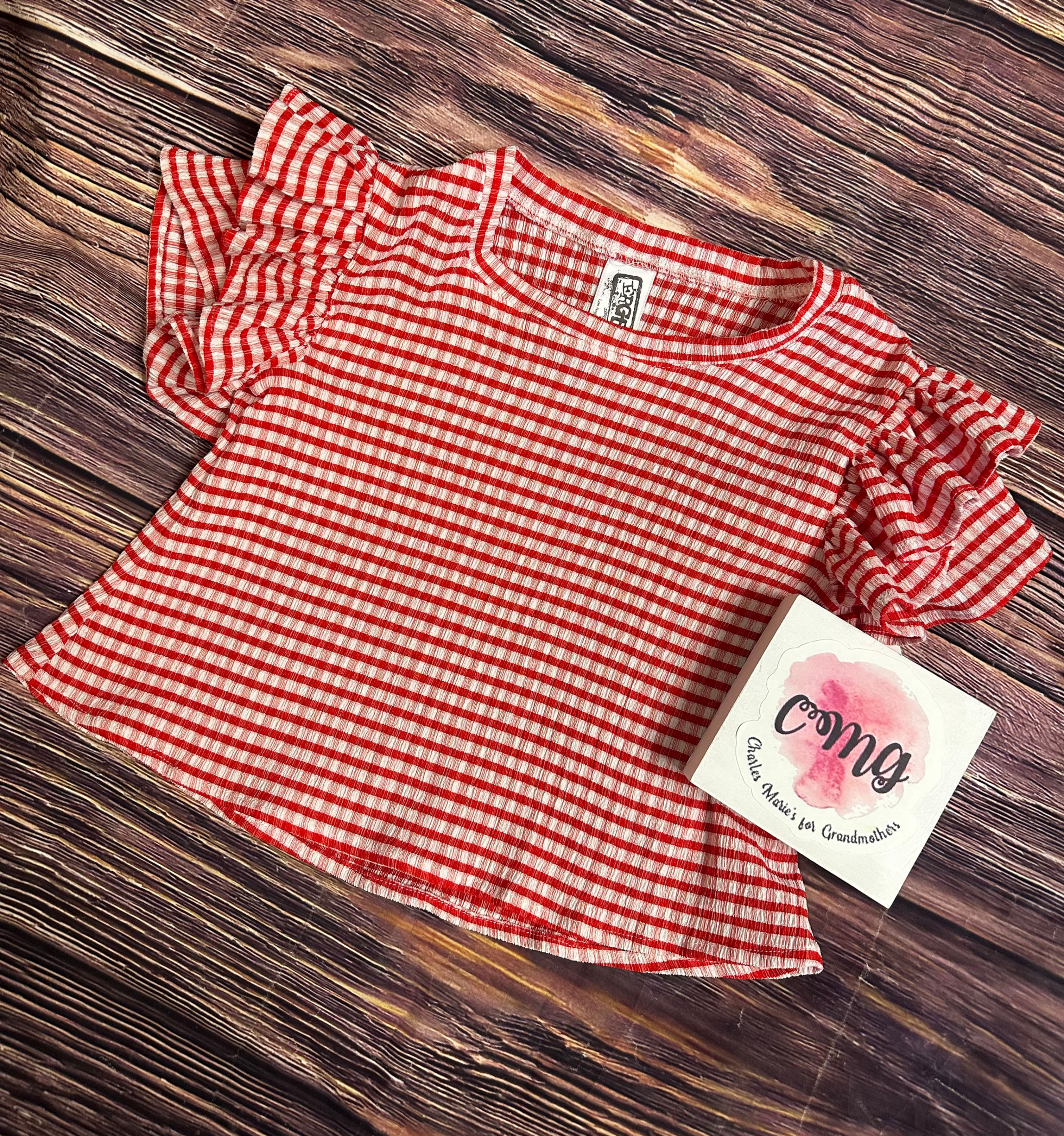 Erge Gingham Ruffle Sleeve Top