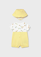 Thumbnail: Mayoral Mock Overall Bubble With Bucket Hat in Yellow or Khaki