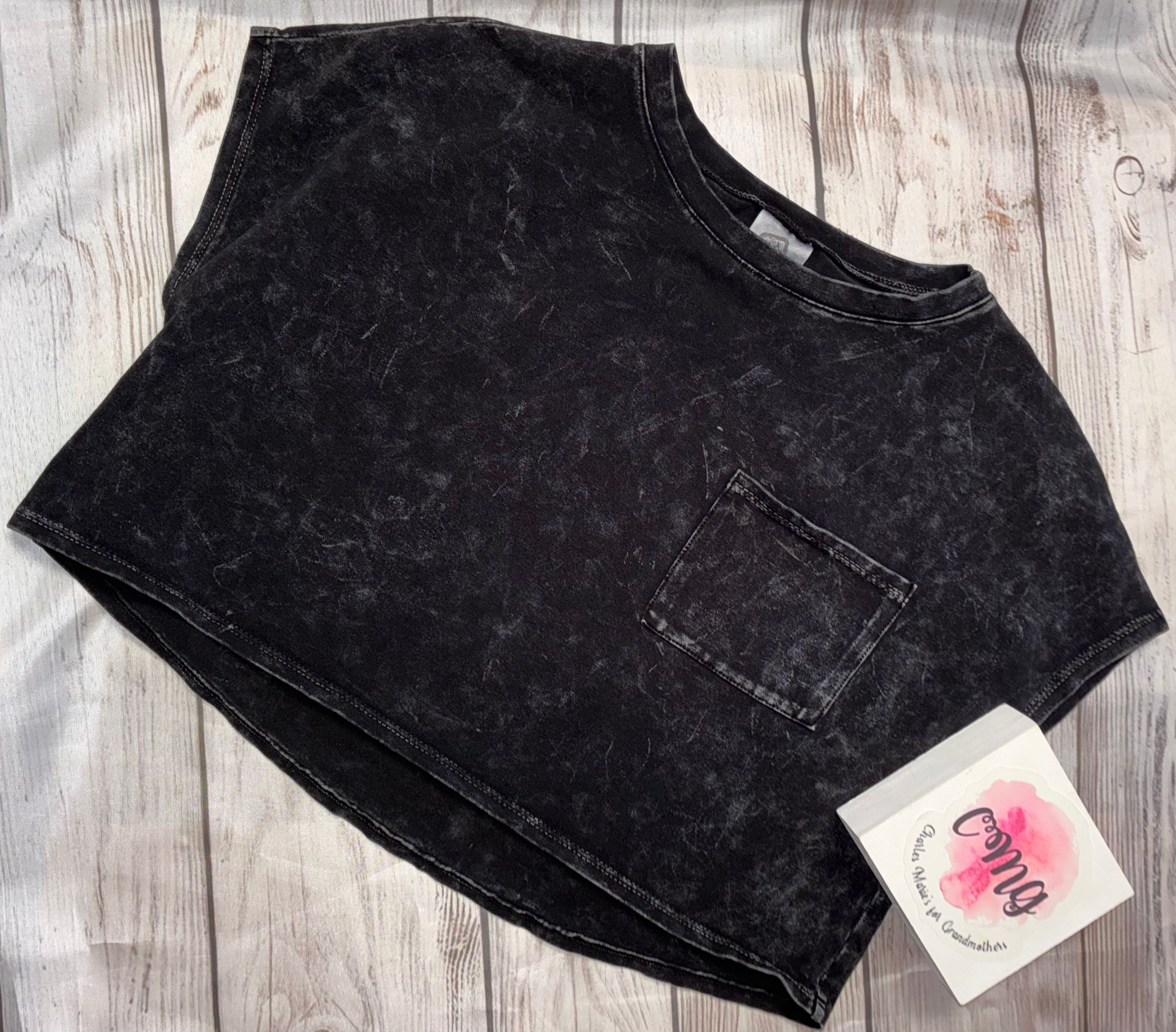 Erge Black Boxy Pocket Tee for Girls