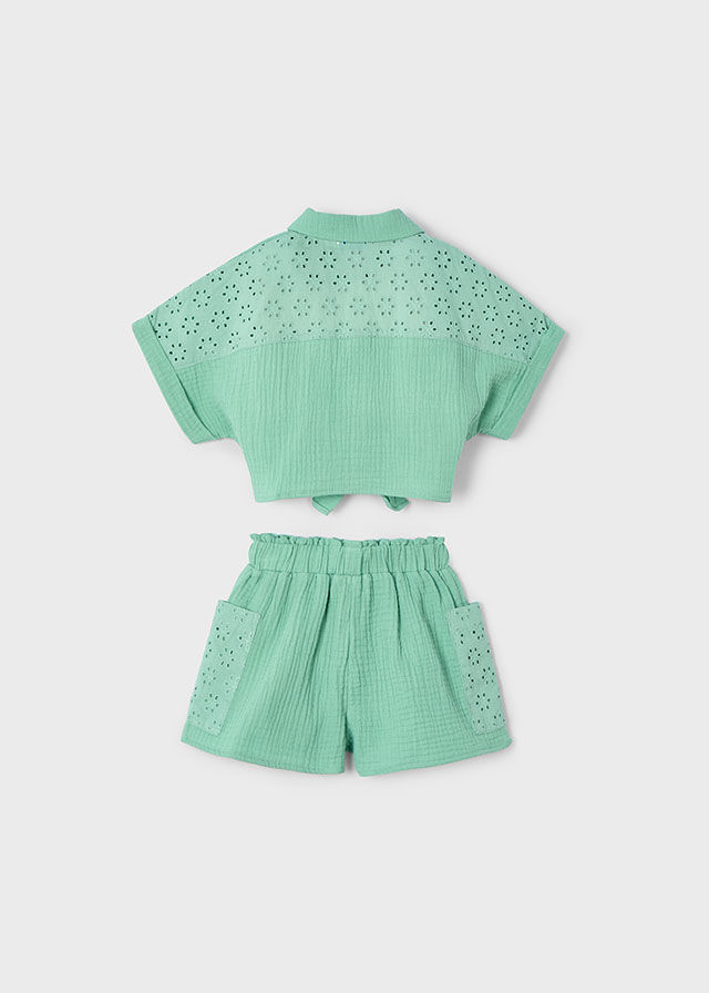Miniatura: Mayoral Menta Gauze Short Set