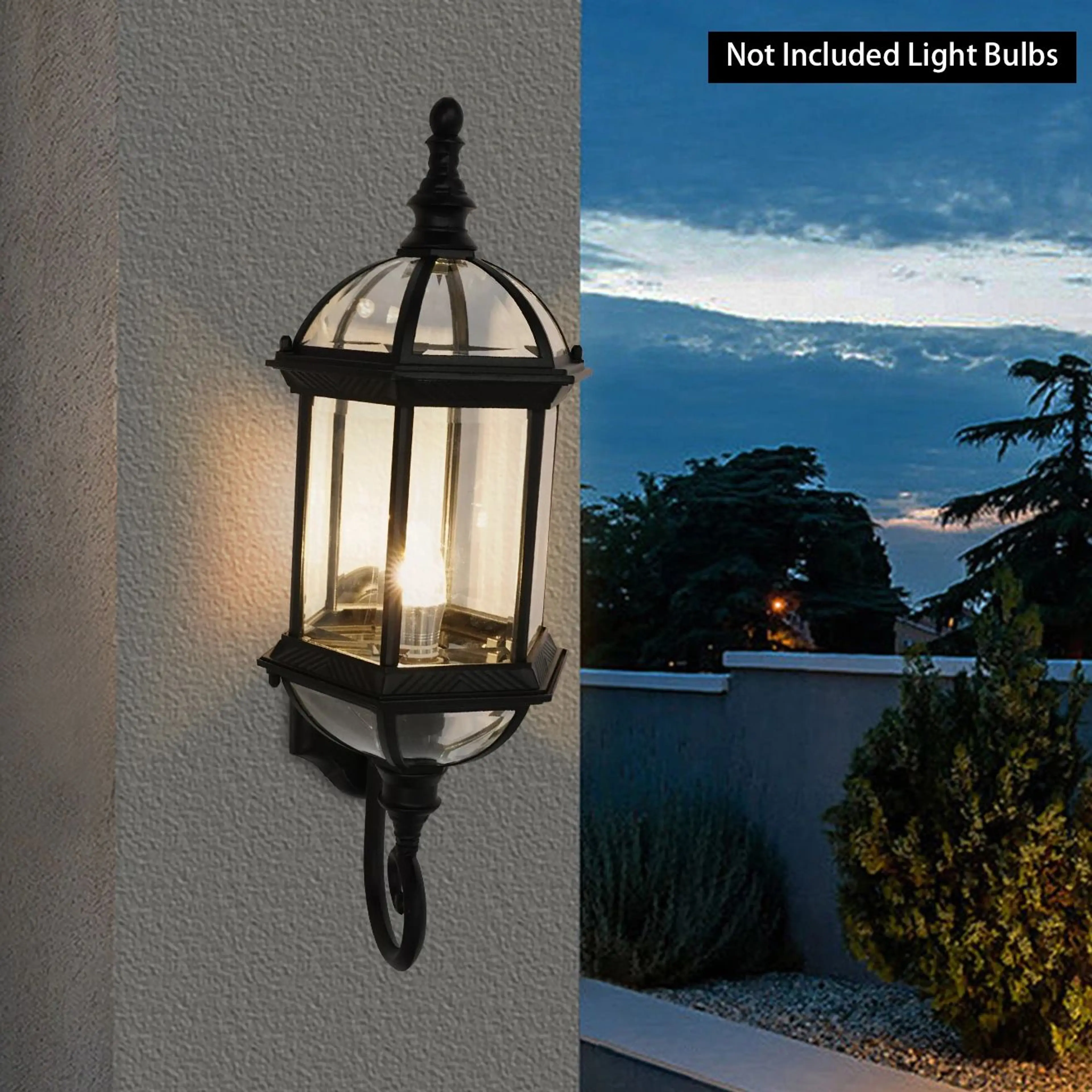 Vägglampa utomhus i retro-stil – E27, IP45, svart