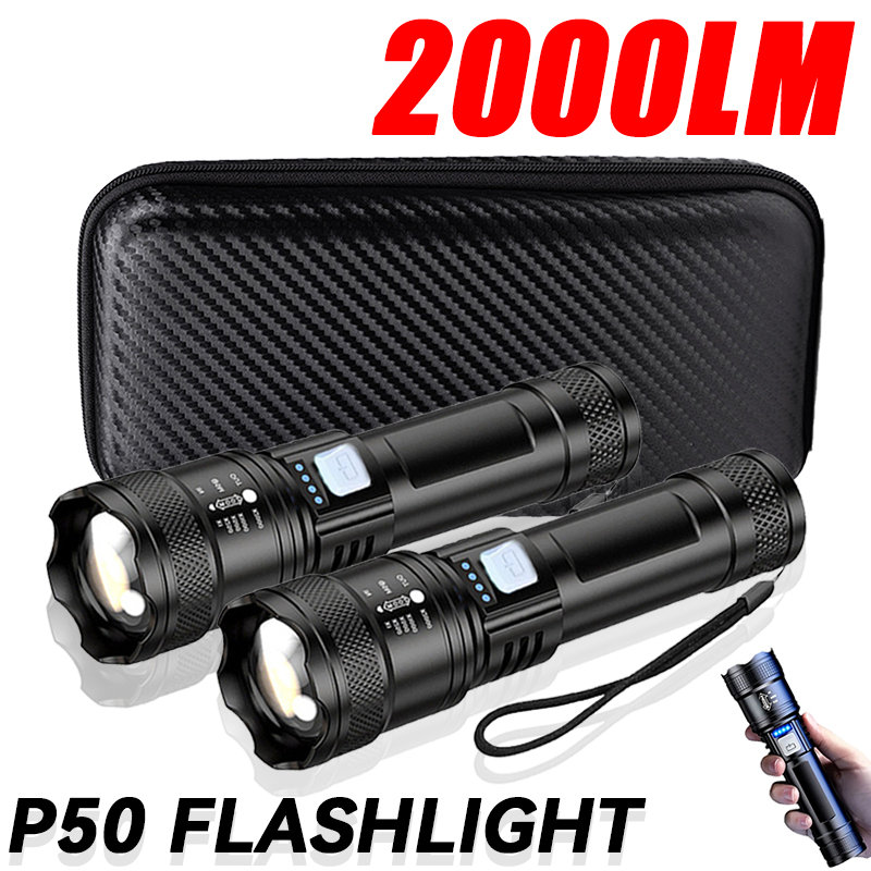 Närbild av LED-ficklampans zoom-funktion