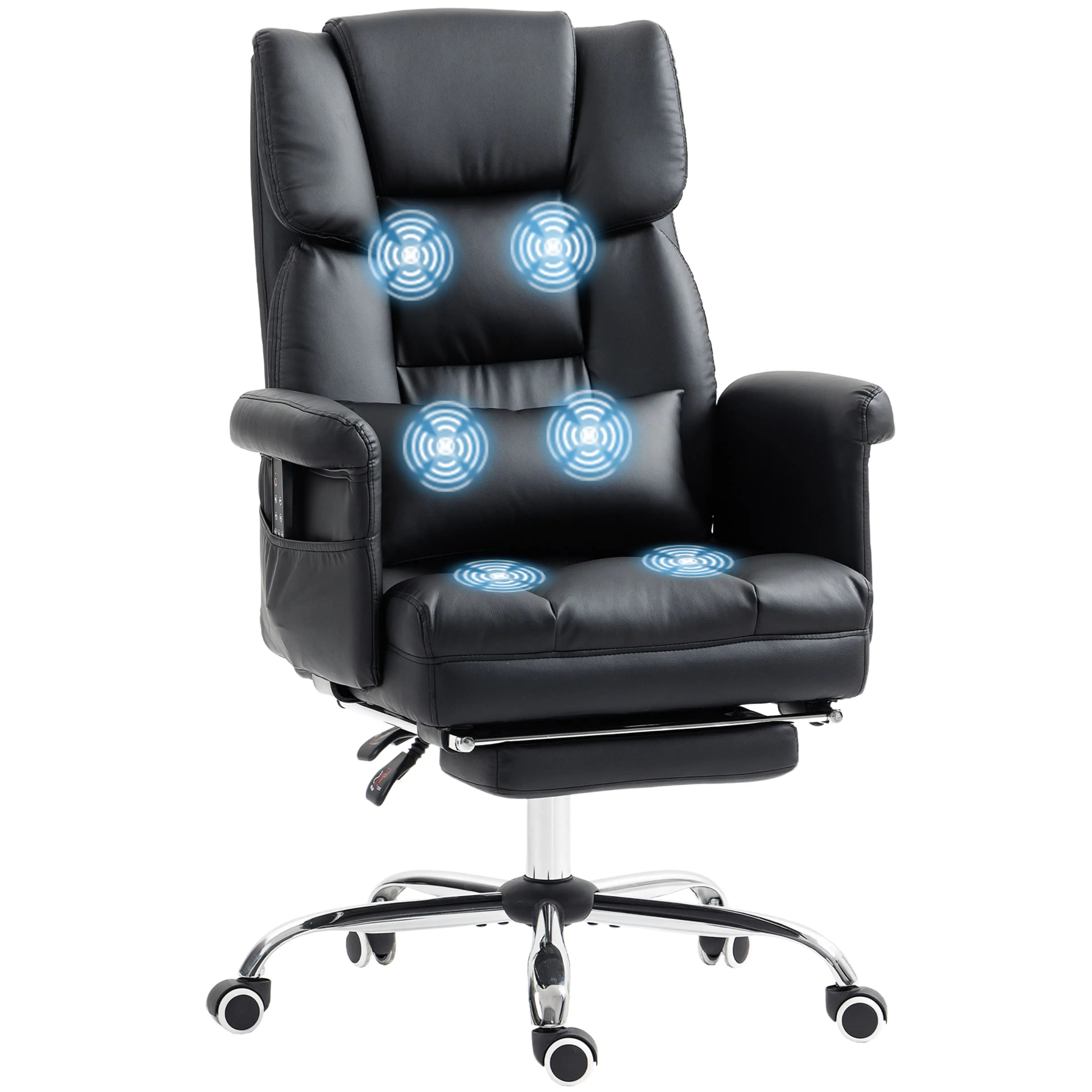 Kontorsstol med massage och fotstöd – ergonomisk, 6 punkter