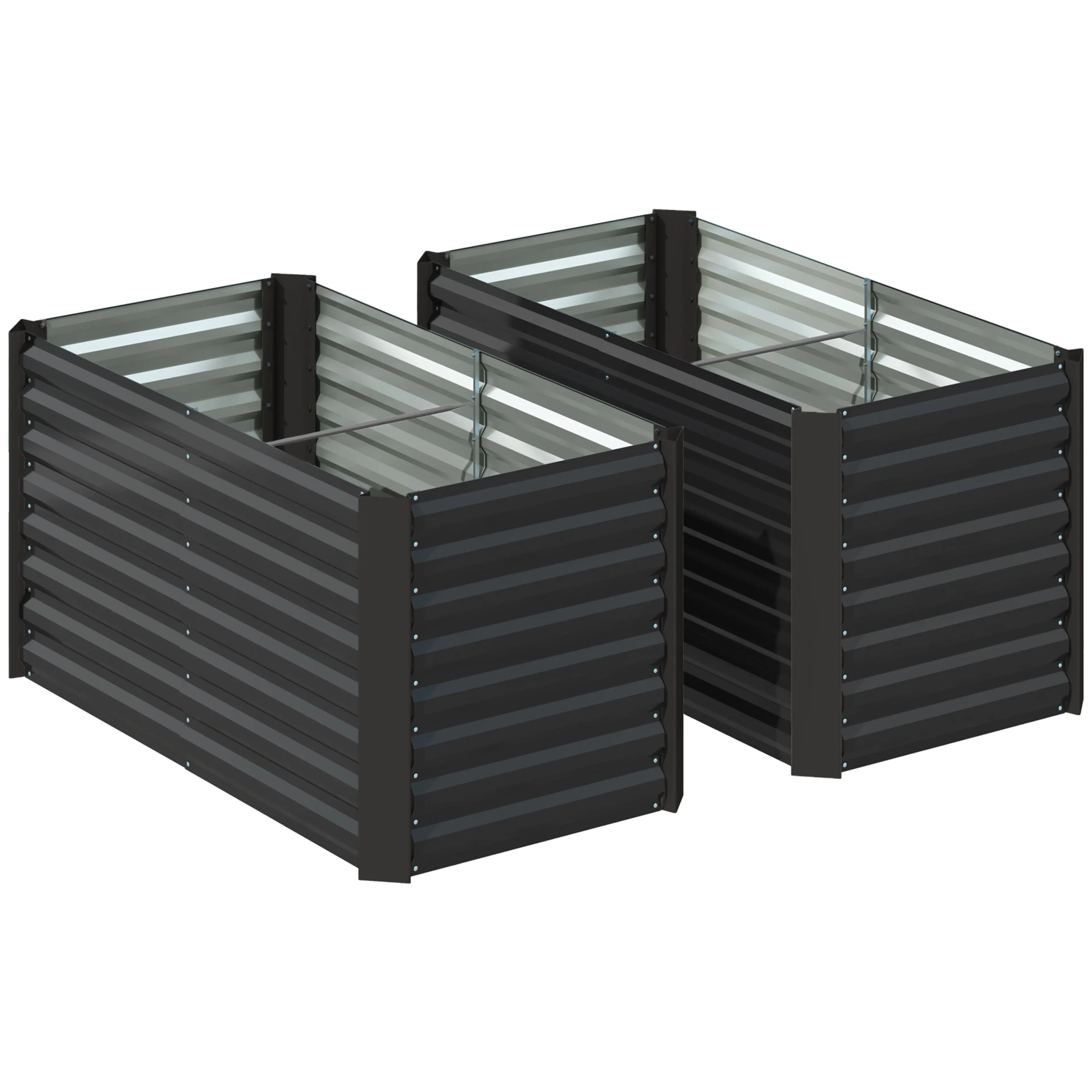 Odlingslåda i metall, 2-pack, 120 x 60 x 60 cm