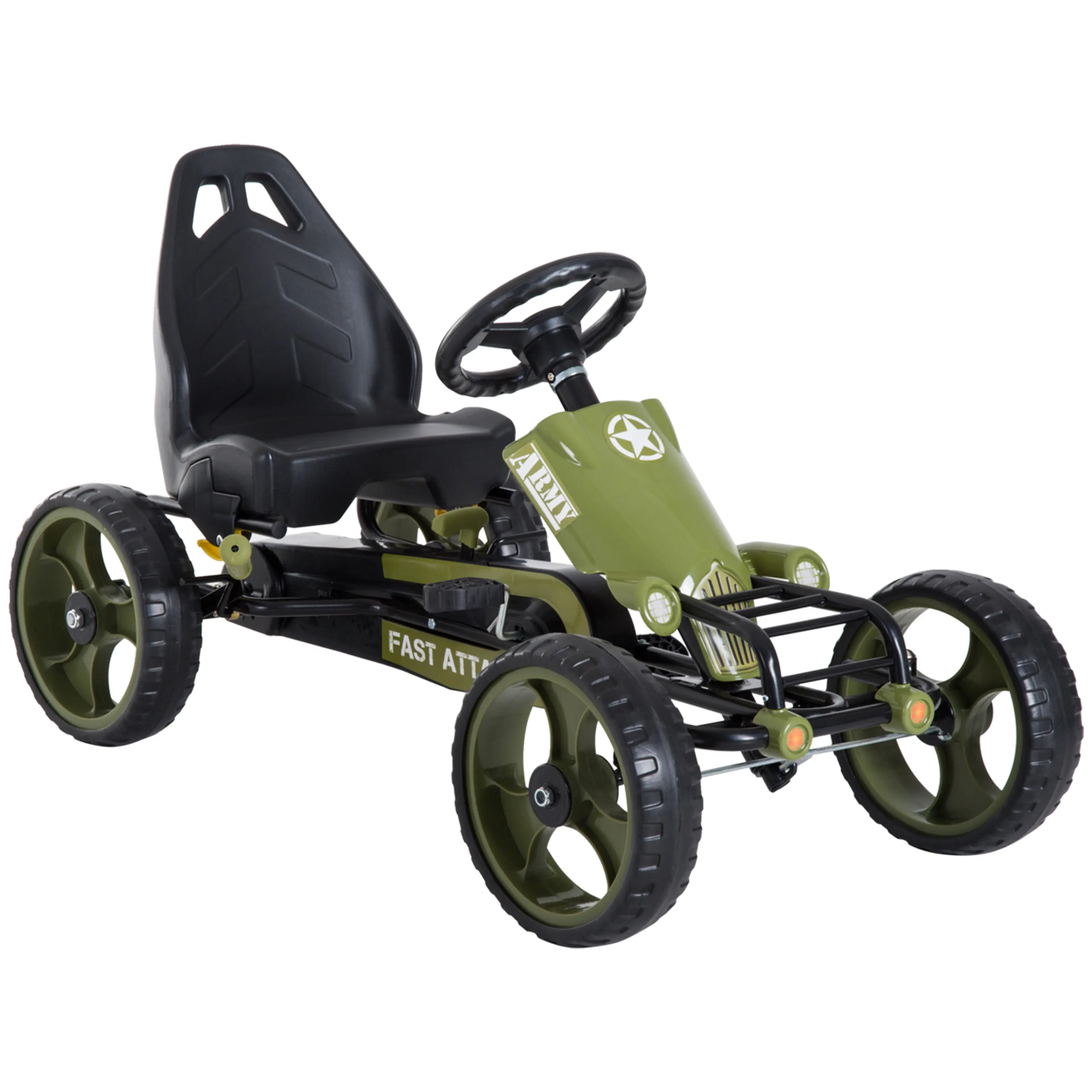 Trampbil för Barn med Broms – Gokart med Pedaler, från 3 År, Grön