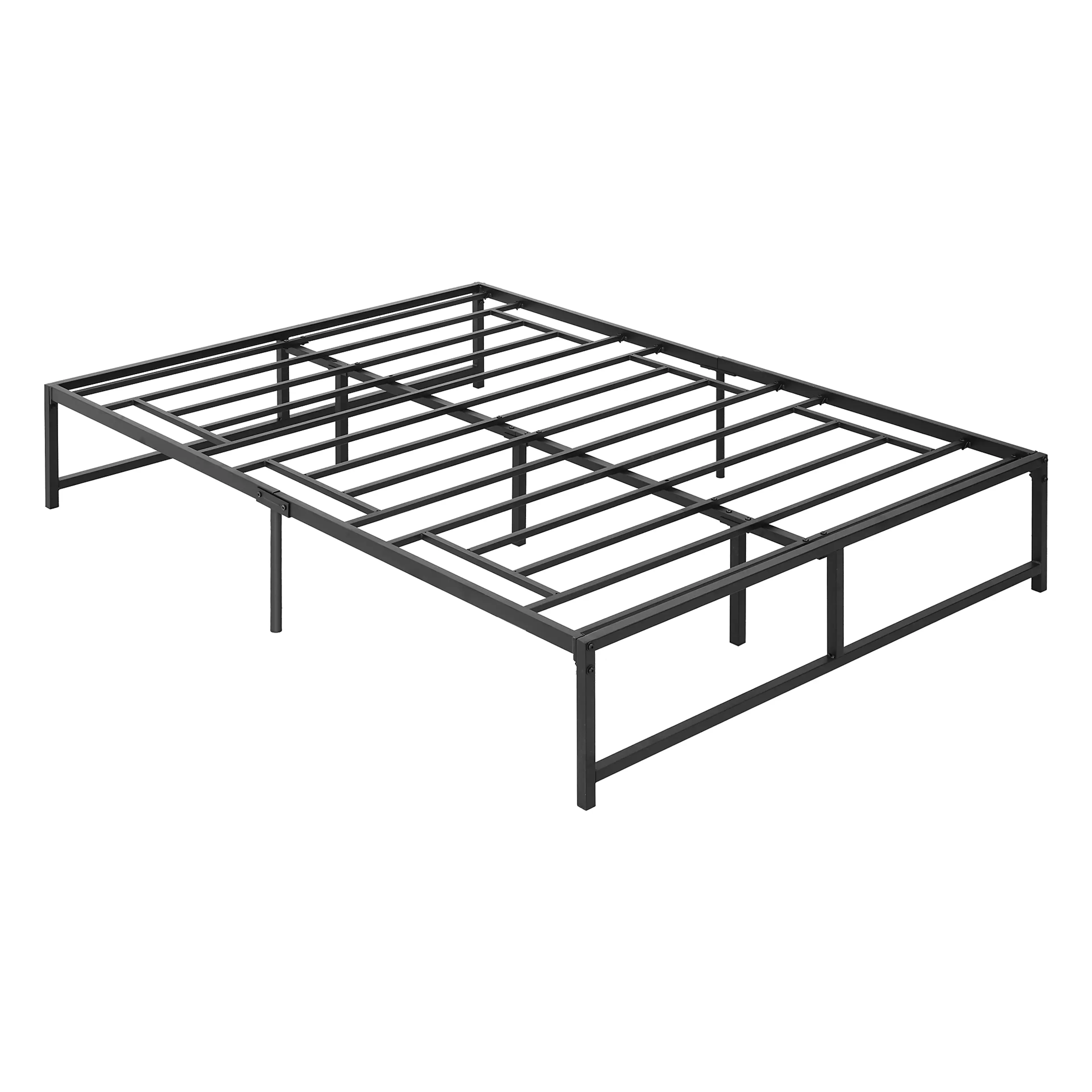 Svart sängram i metall 135 × 190 cm med tvärgående stålribbor