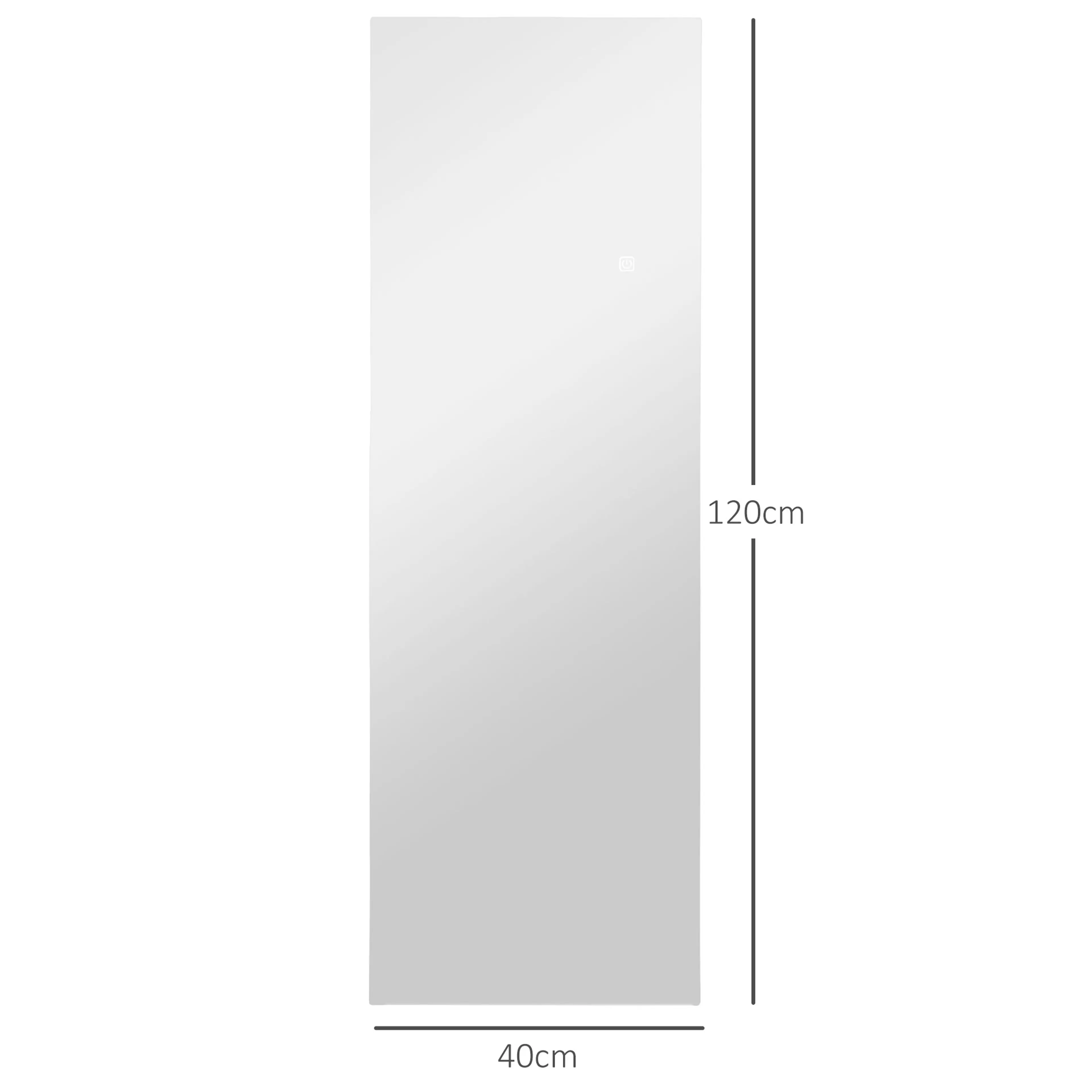 Måttbild: spegeln är 40 cm bred och 120 cm hög
