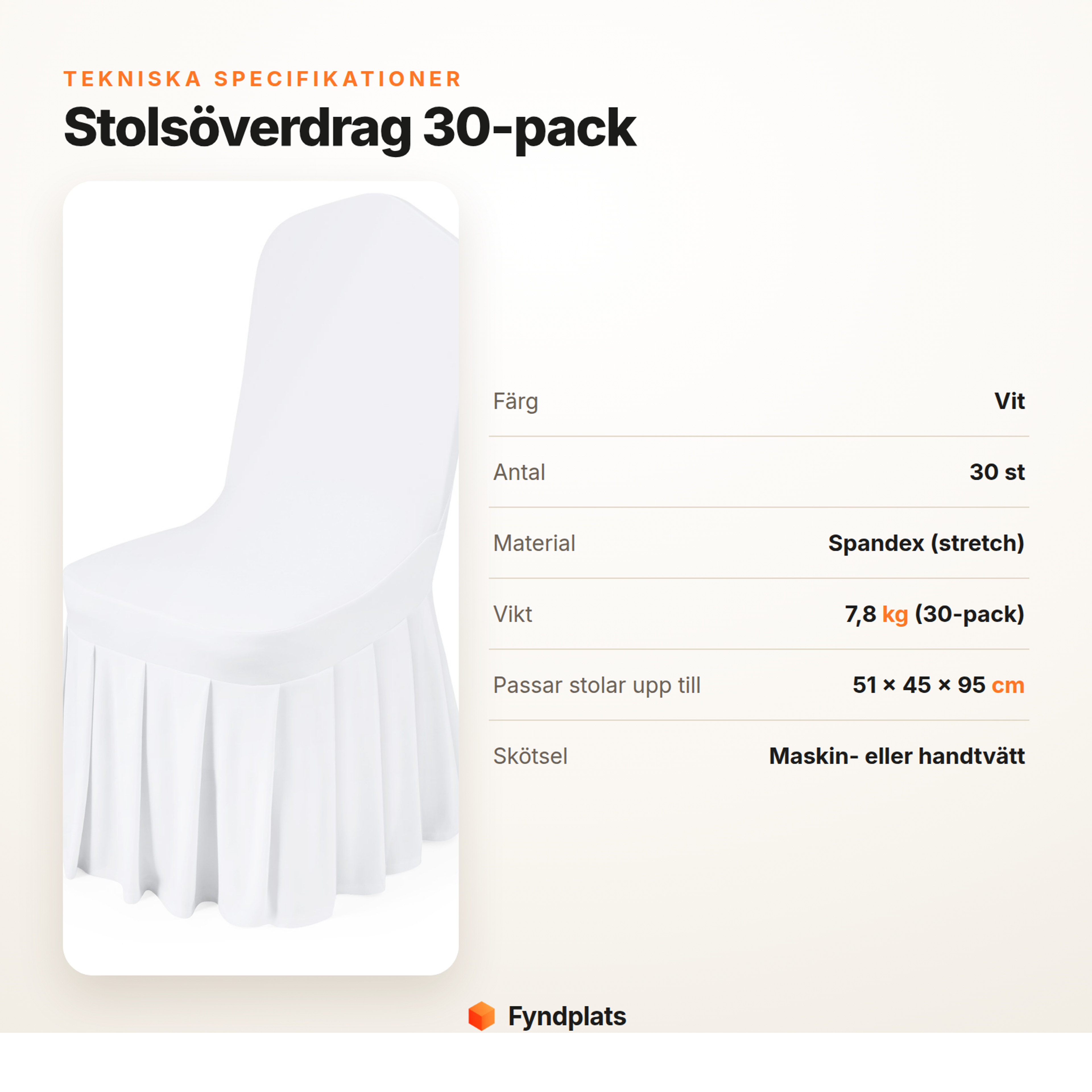 Stretch stolsöverdrag 30-pack – elastisk stolsklädsel i spandex för fest