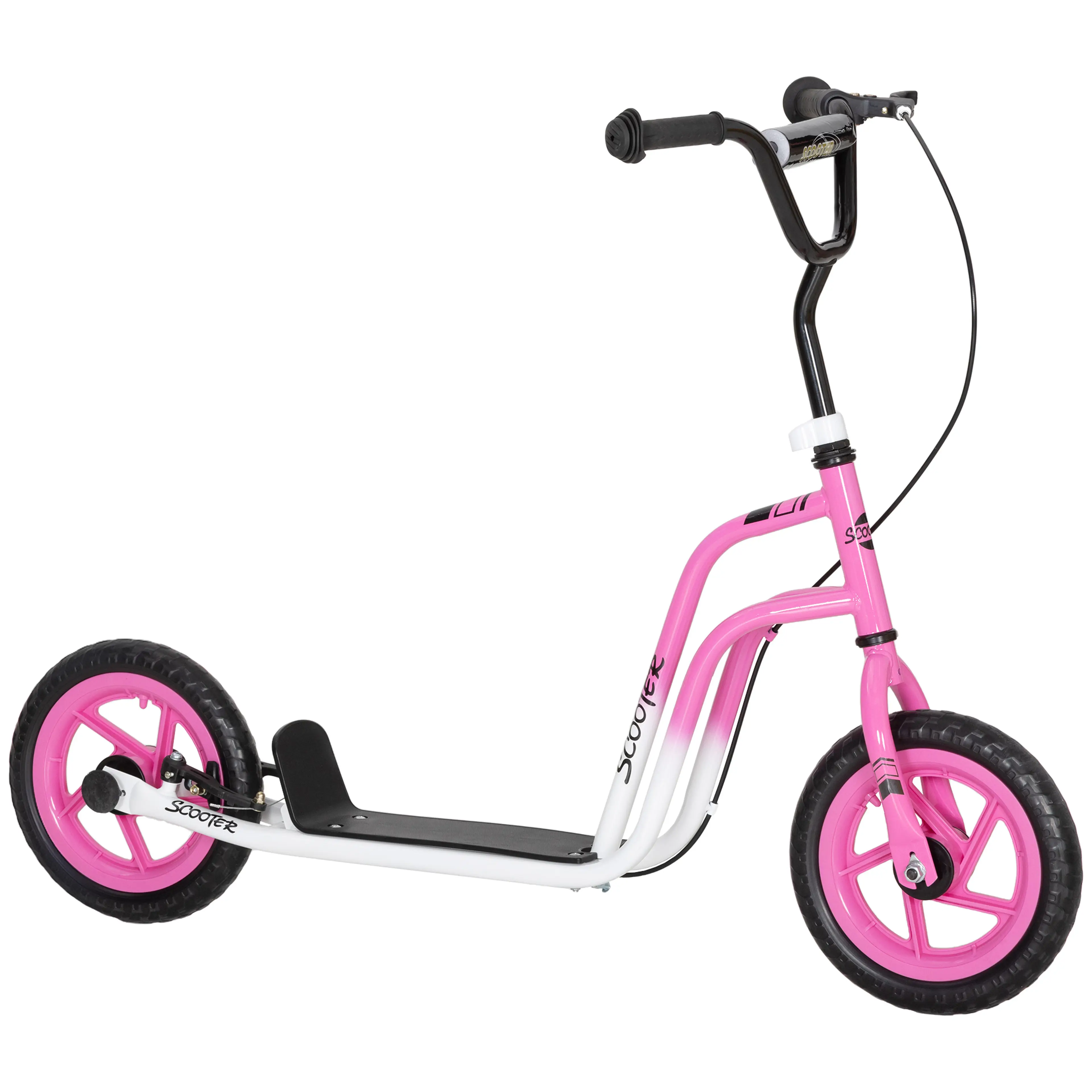 Rosa sparkcykel för barn med vit nedre ram och rosa femekersfälgar