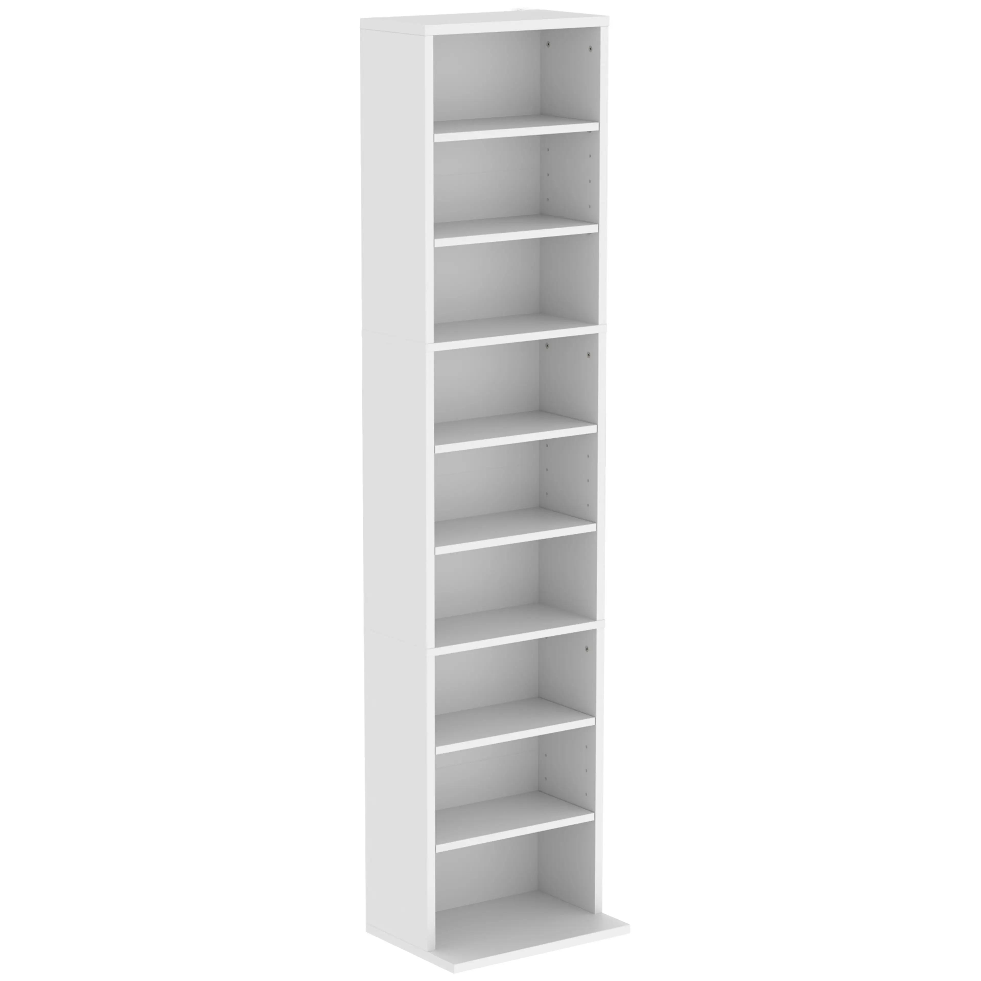 Smal cd- och dvd-hylla i vitt, 140 cm – rymmer 260 cd eller 120 dvd
