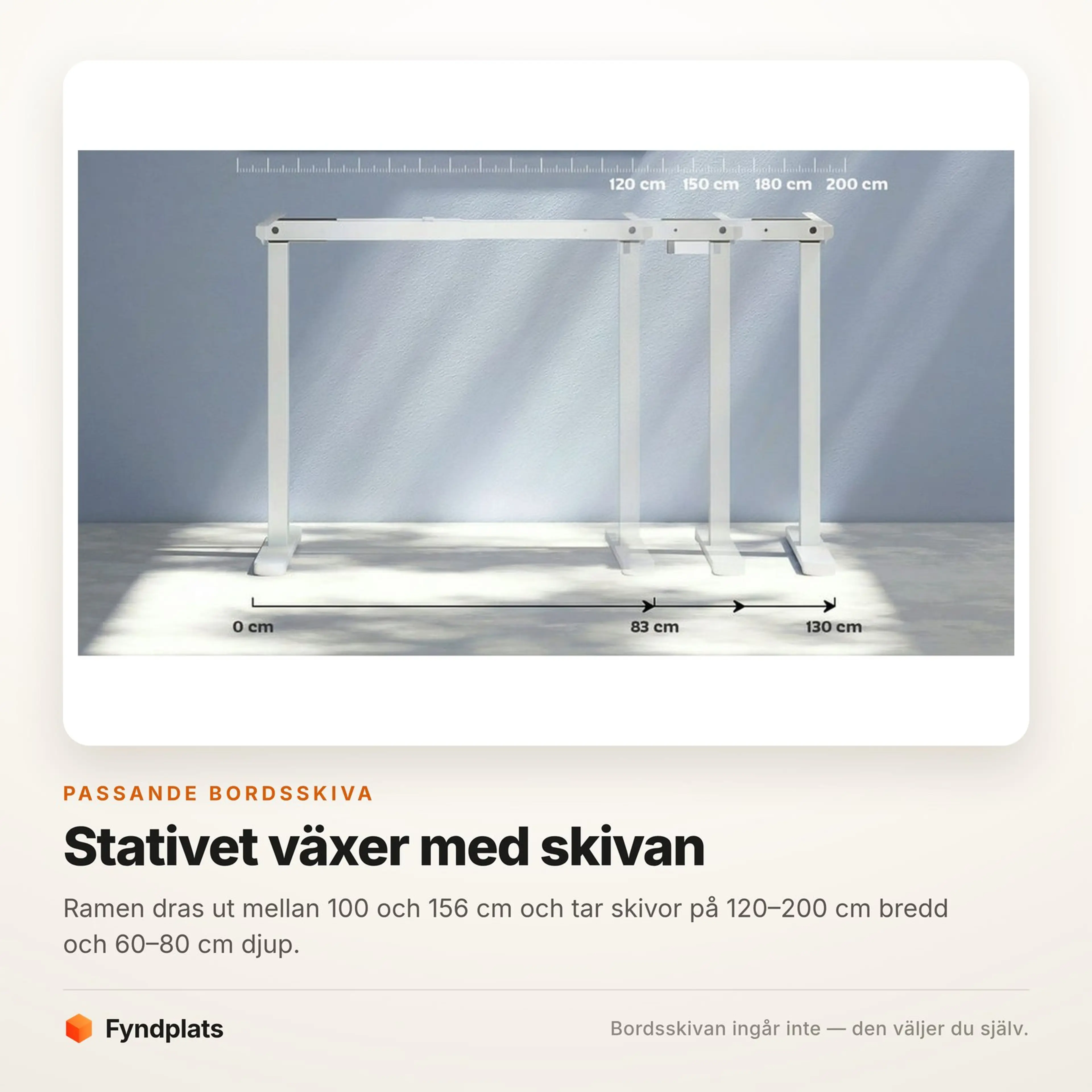 Fyndplats bildkort som visar vilka bordsskivor stativet passar