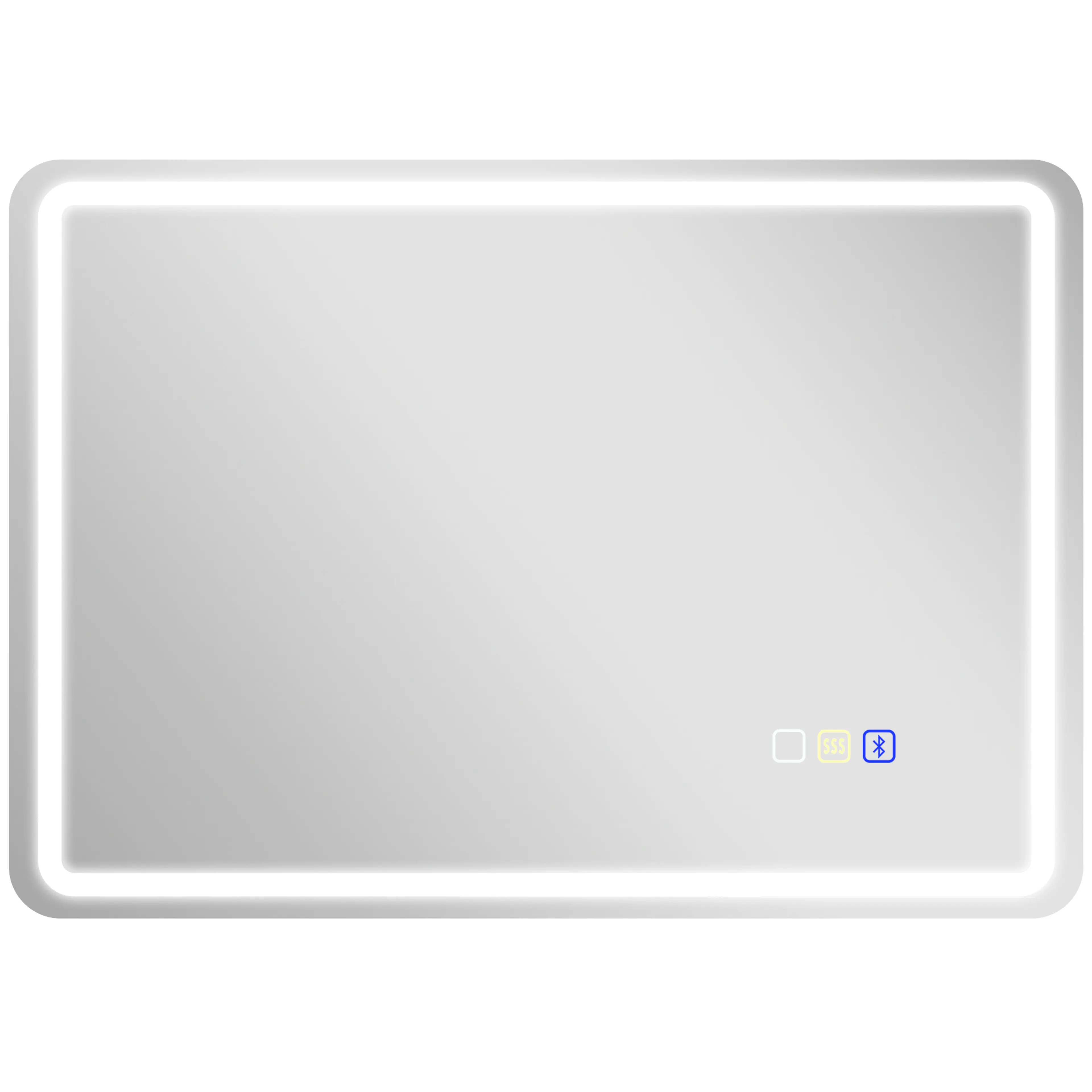 Badrumsspegel LED 70 × 50 cm med Bluetooth och klocka