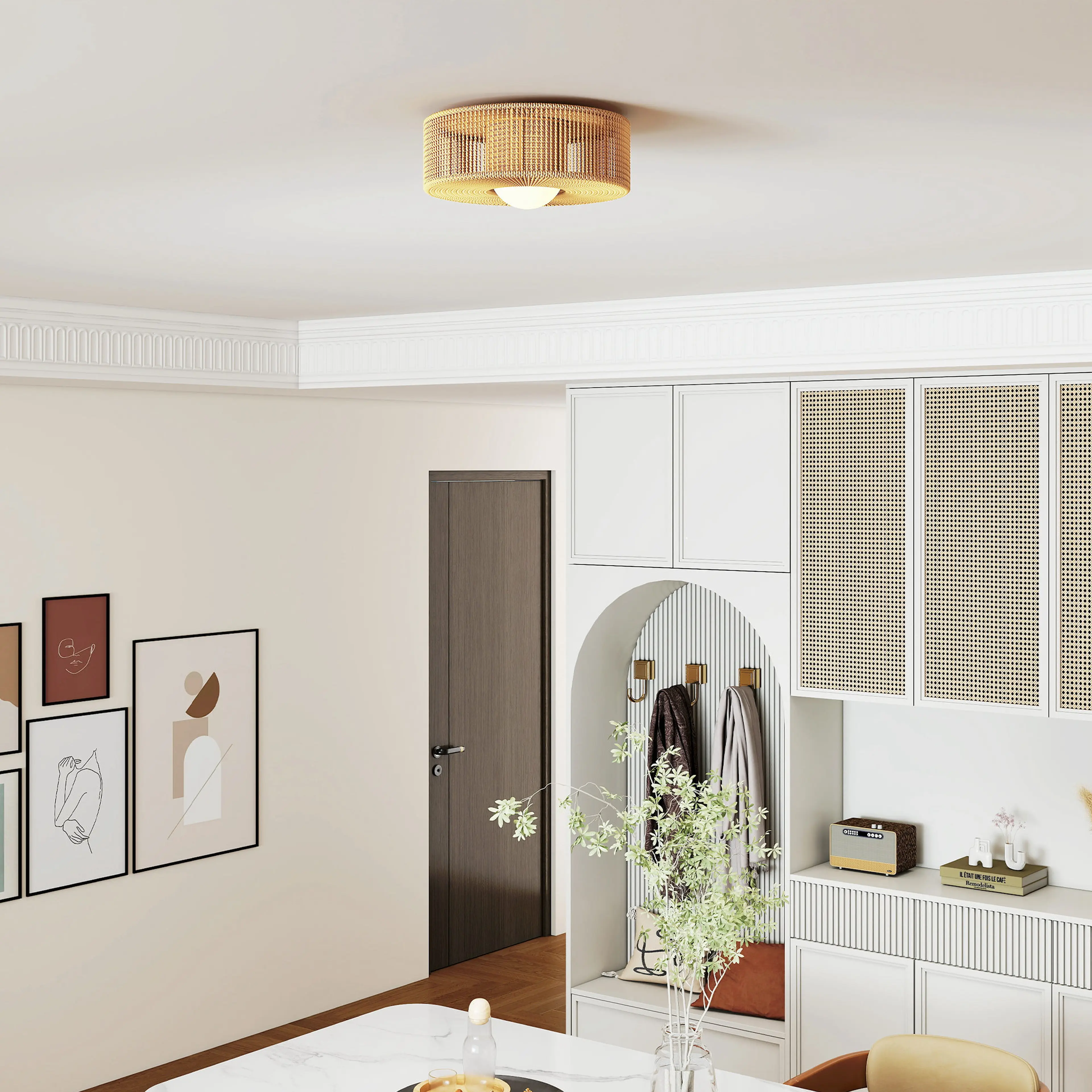 Taklampa i hampsnöre Ø30 cm – G9-lampa ingår, 3000 K, boho – bild 6