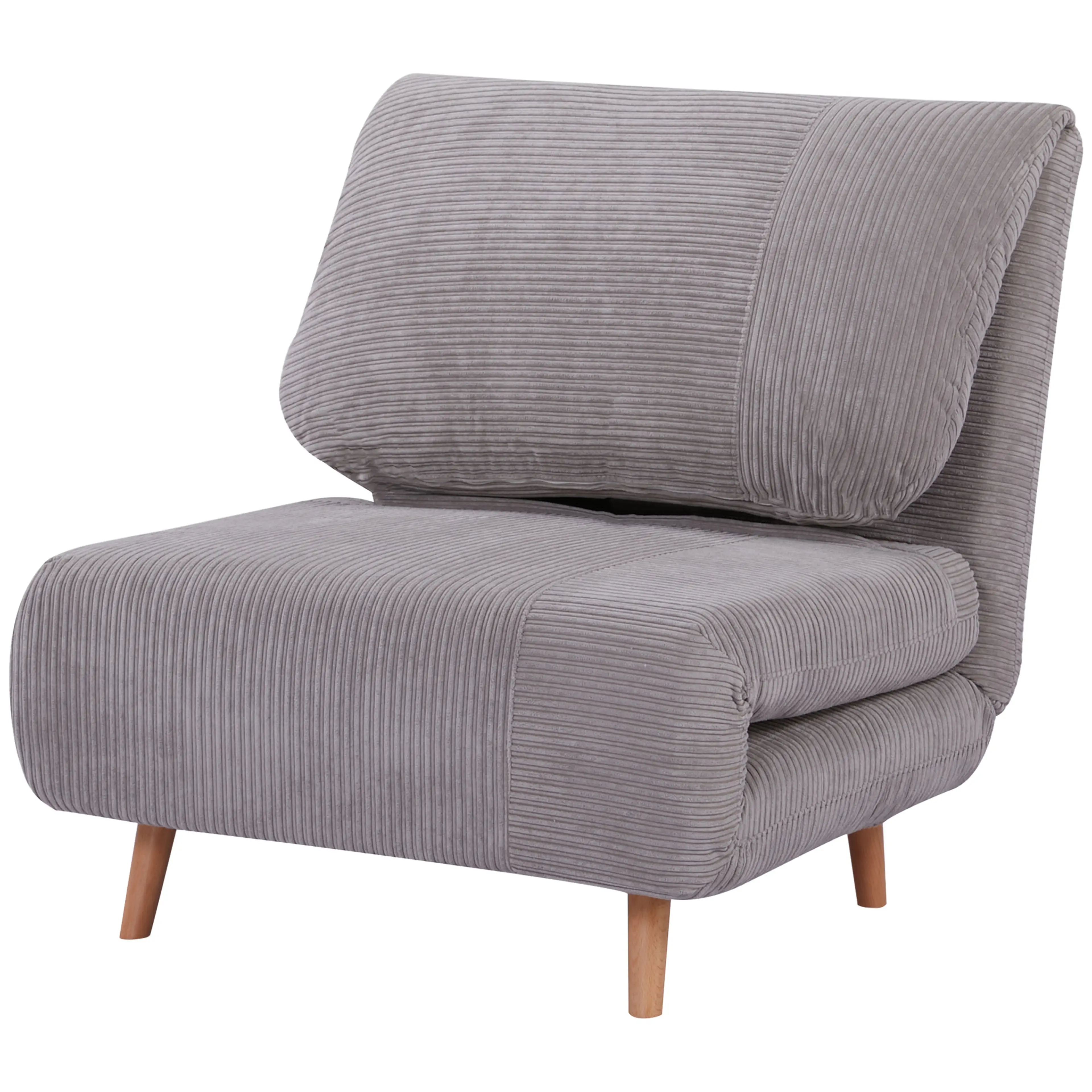 Bäddfåtölj i manchester utan armstöd — bädd 193 × 82 cm, tre ryggvinklar