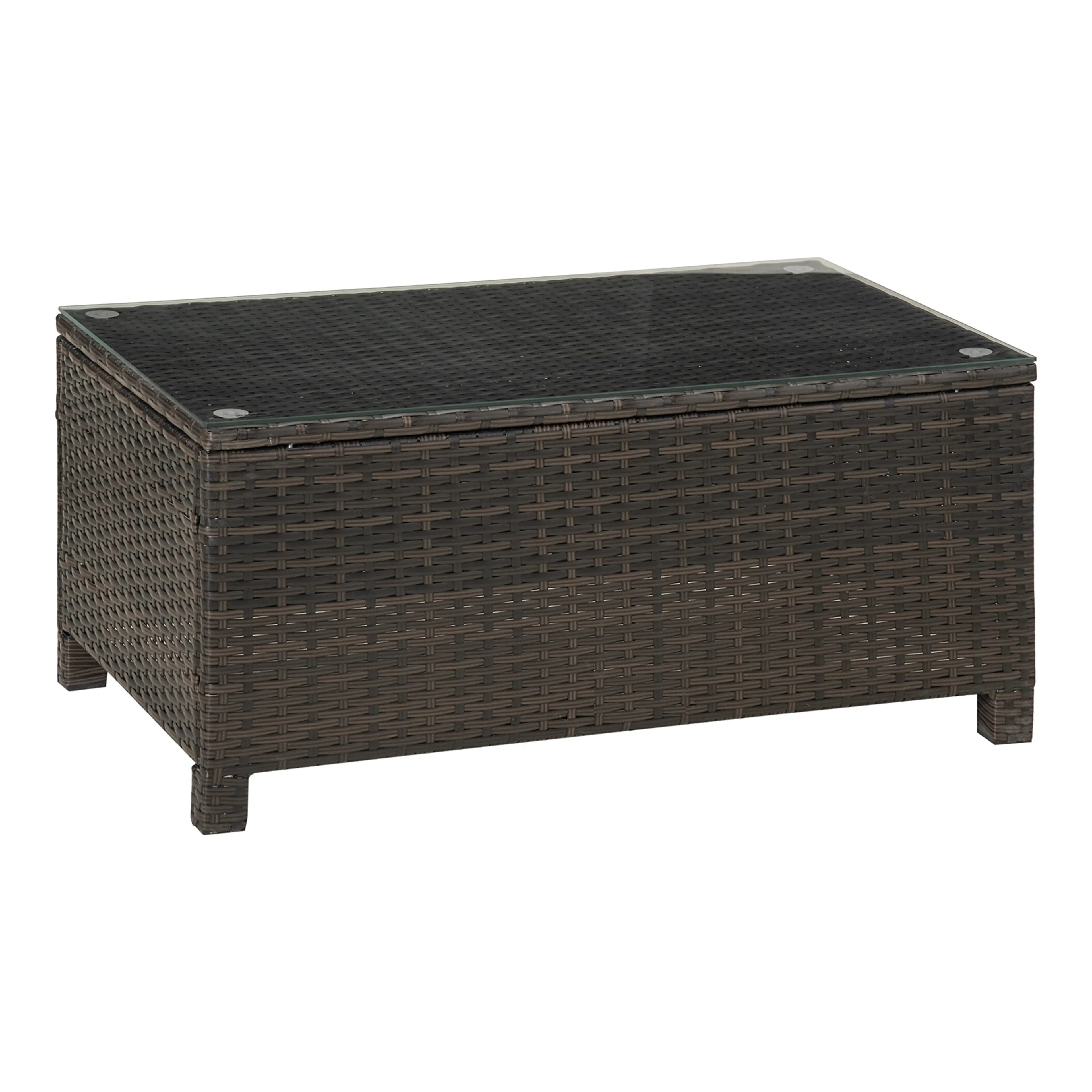Loungebord i konstrotting 85 × 50 cm – härdad glasskiva, höjd 39 cm