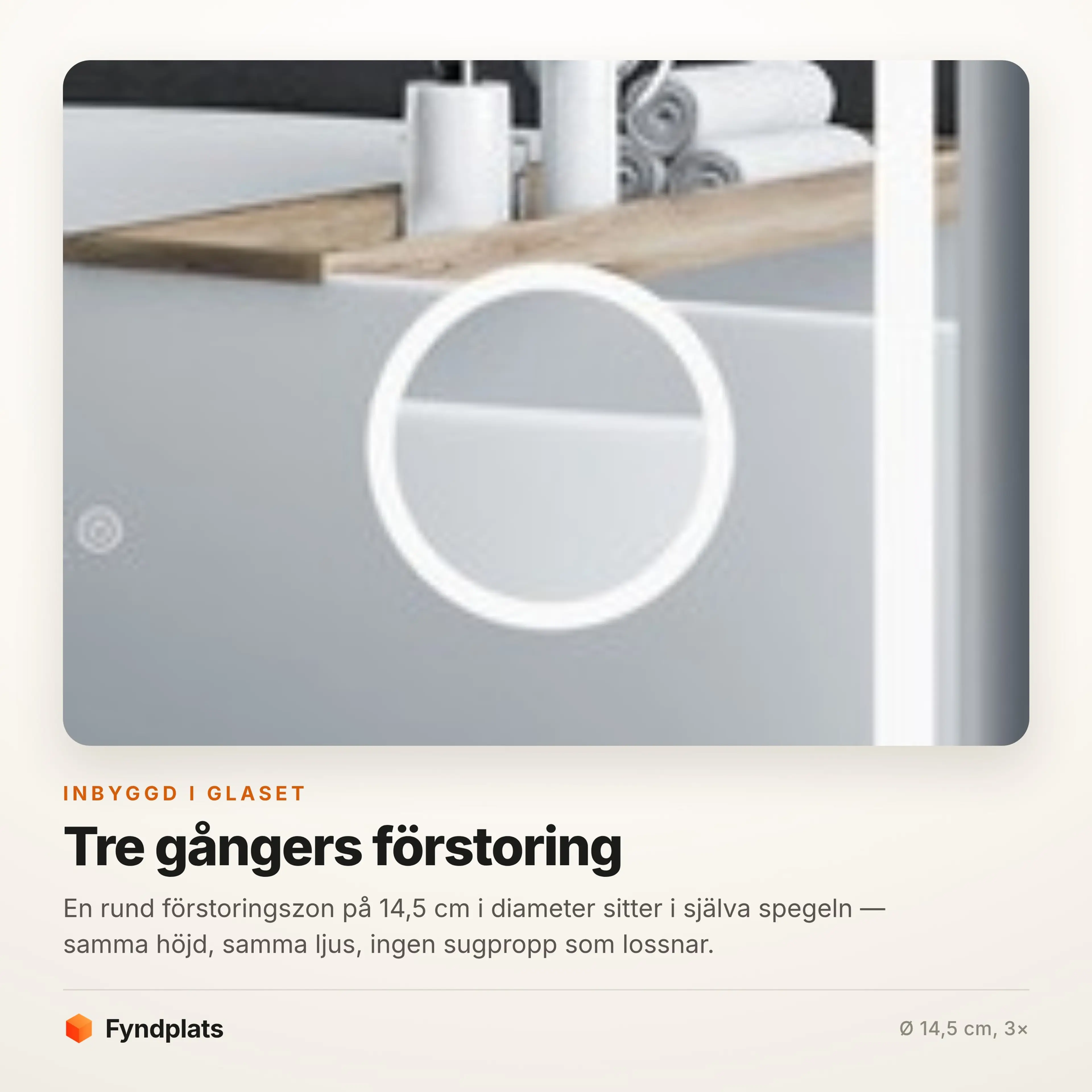 Badrumsspegel LED 80 × 60 cm med 3× förstoringsspegel – bild 3
