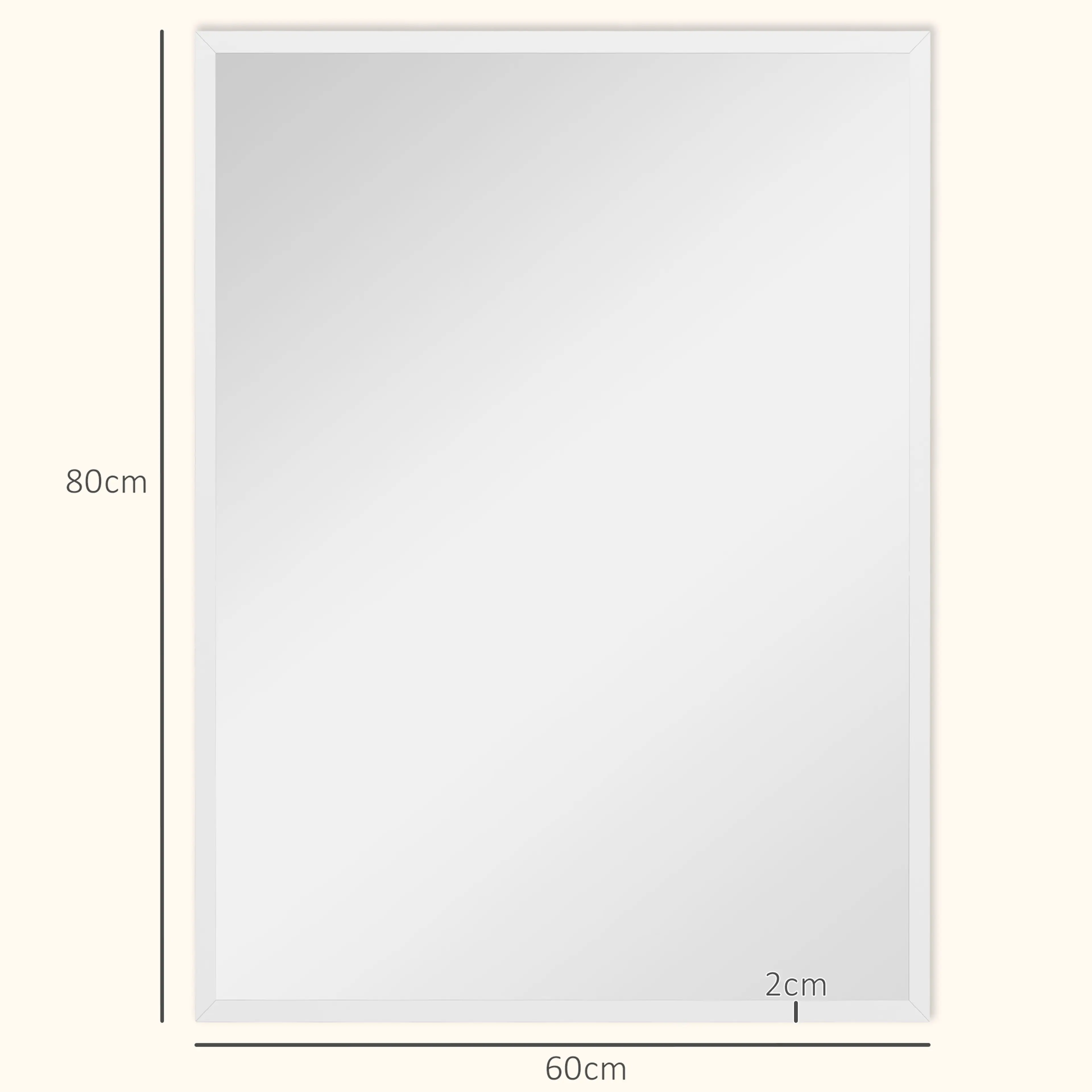 Måttbild: spegeln mäter 60 × 80 cm