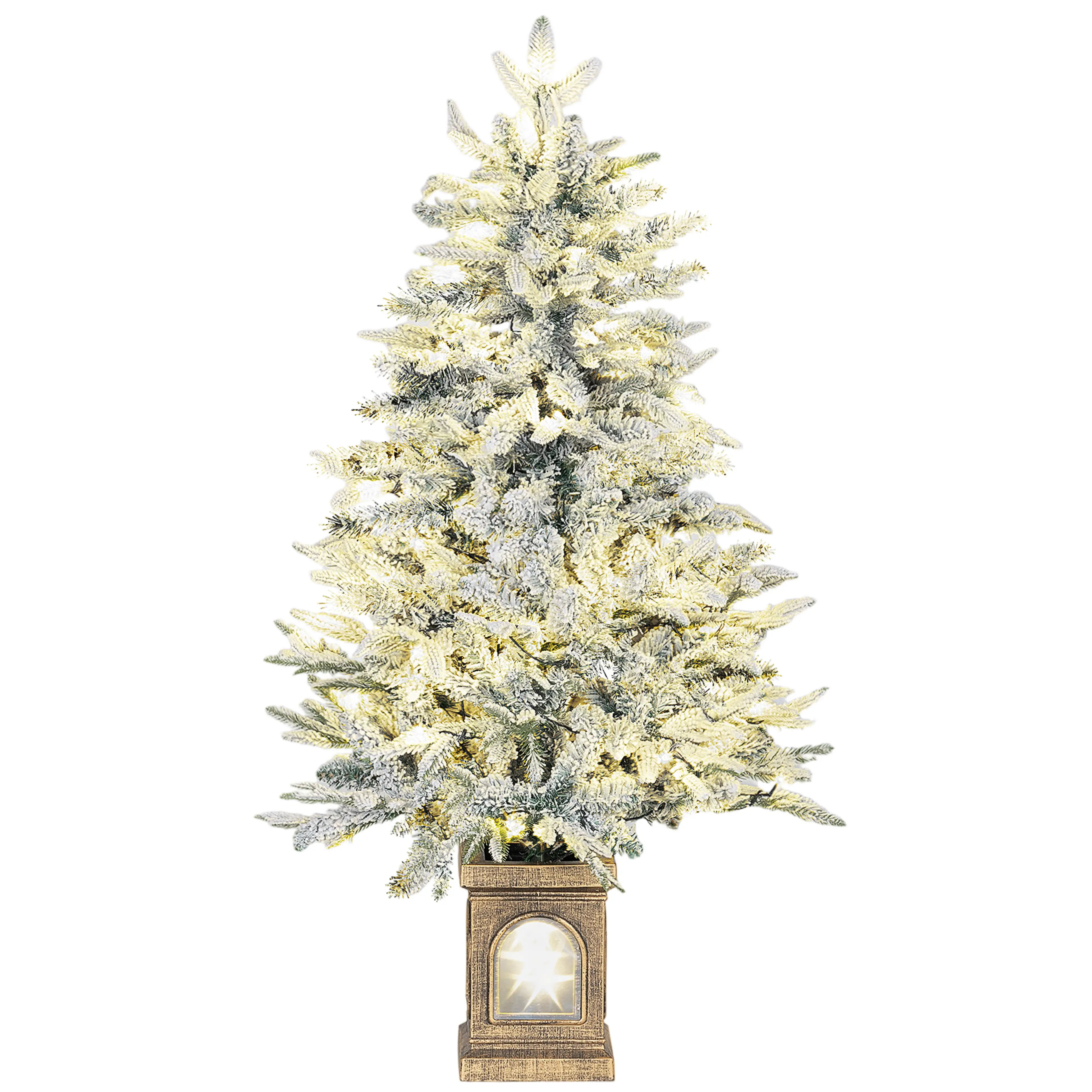 Julgran 120 cm i lykta med 100 LED i åtta ljuslägen